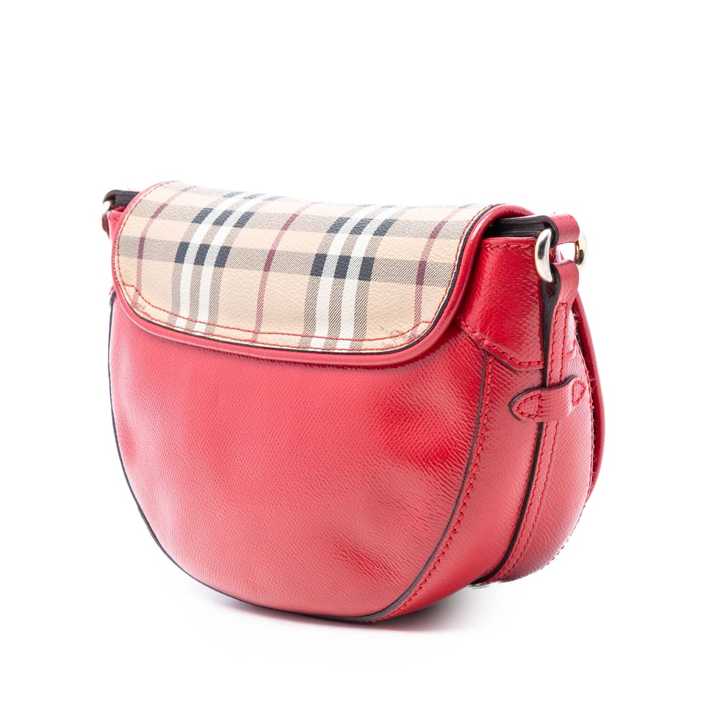 Burberry Patent Leather and Haymarket Check Coated Canvas Maydown Crossbody
