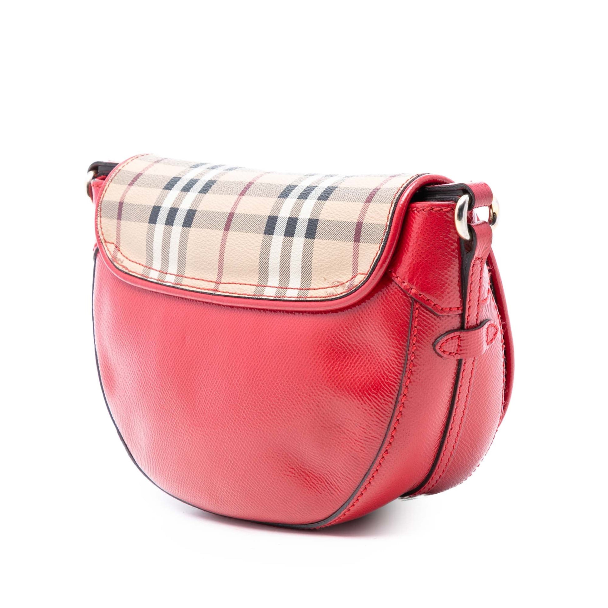 Burberry Patent Leather and Haymarket Check Coated Canvas Maydown Crossbody