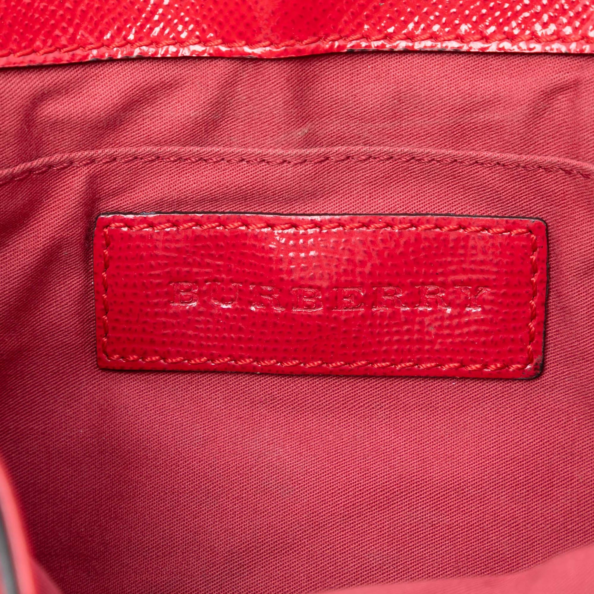 Burberry Patent Leather and Haymarket Check Coated Canvas Maydown Crossbody