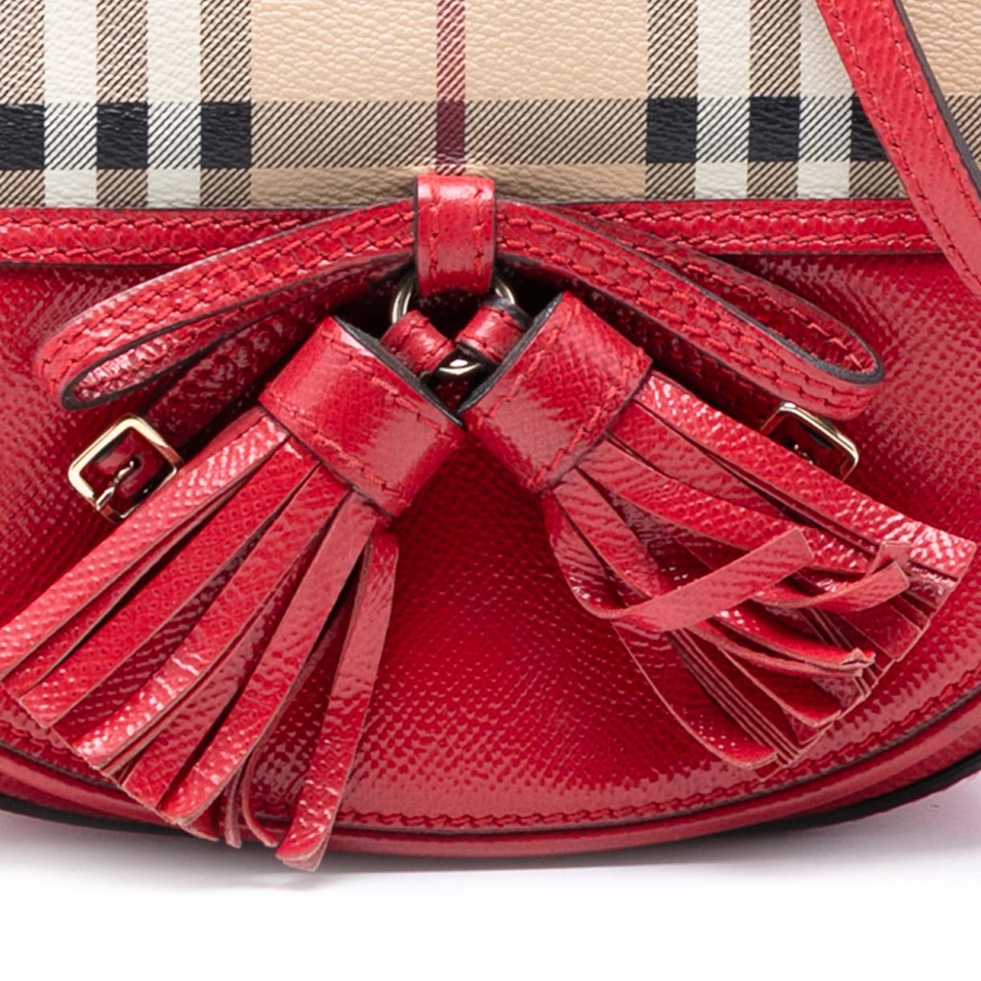 Burberry Patent Leather and Haymarket Check Coated Canvas Maydown Crossbody