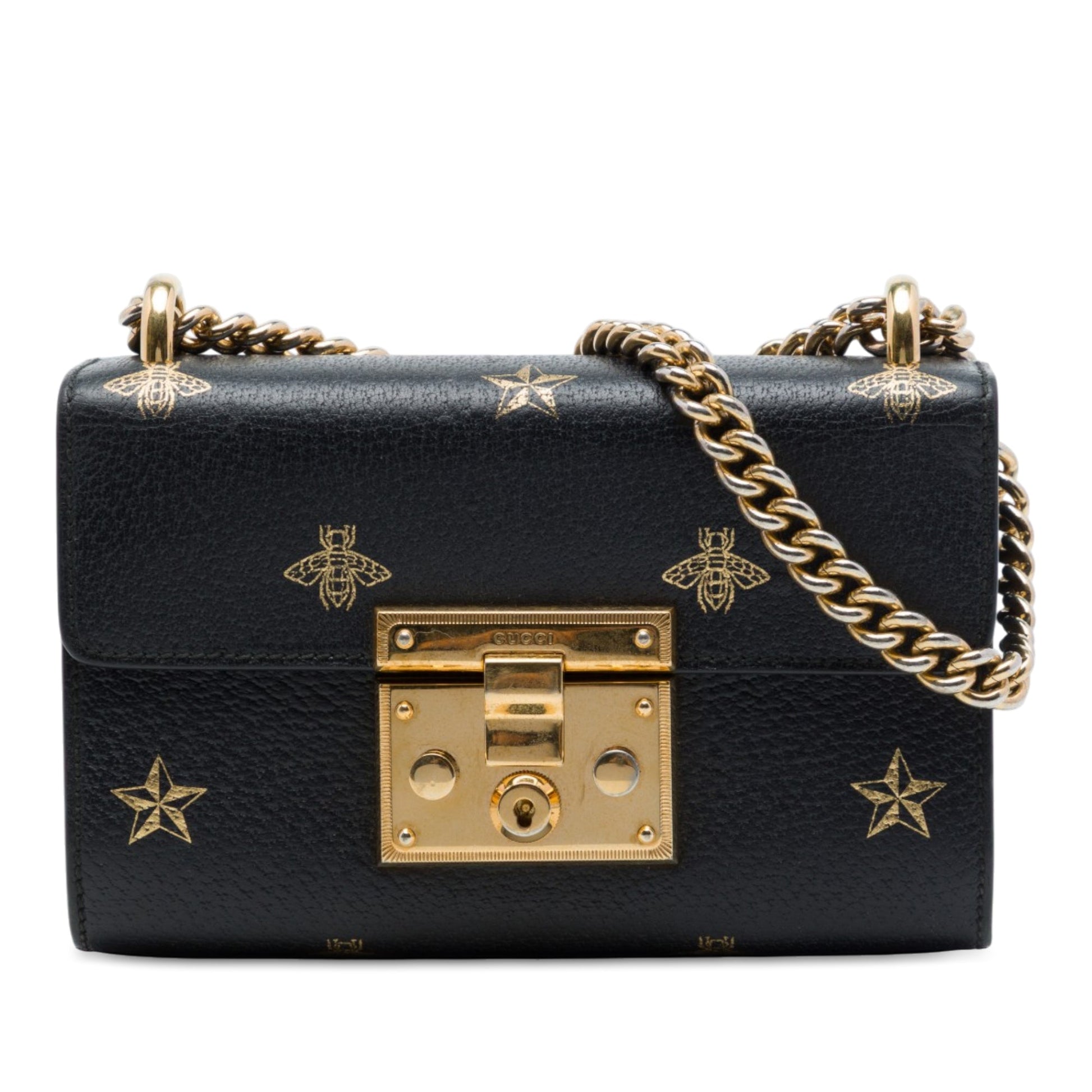 Gucci Small Calfskin Bee Star Padlock Crossbody