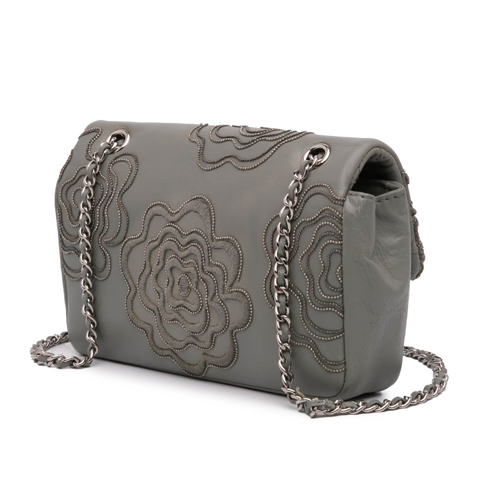 Chanel Embroidered Lambskin Camellia Follies Flap