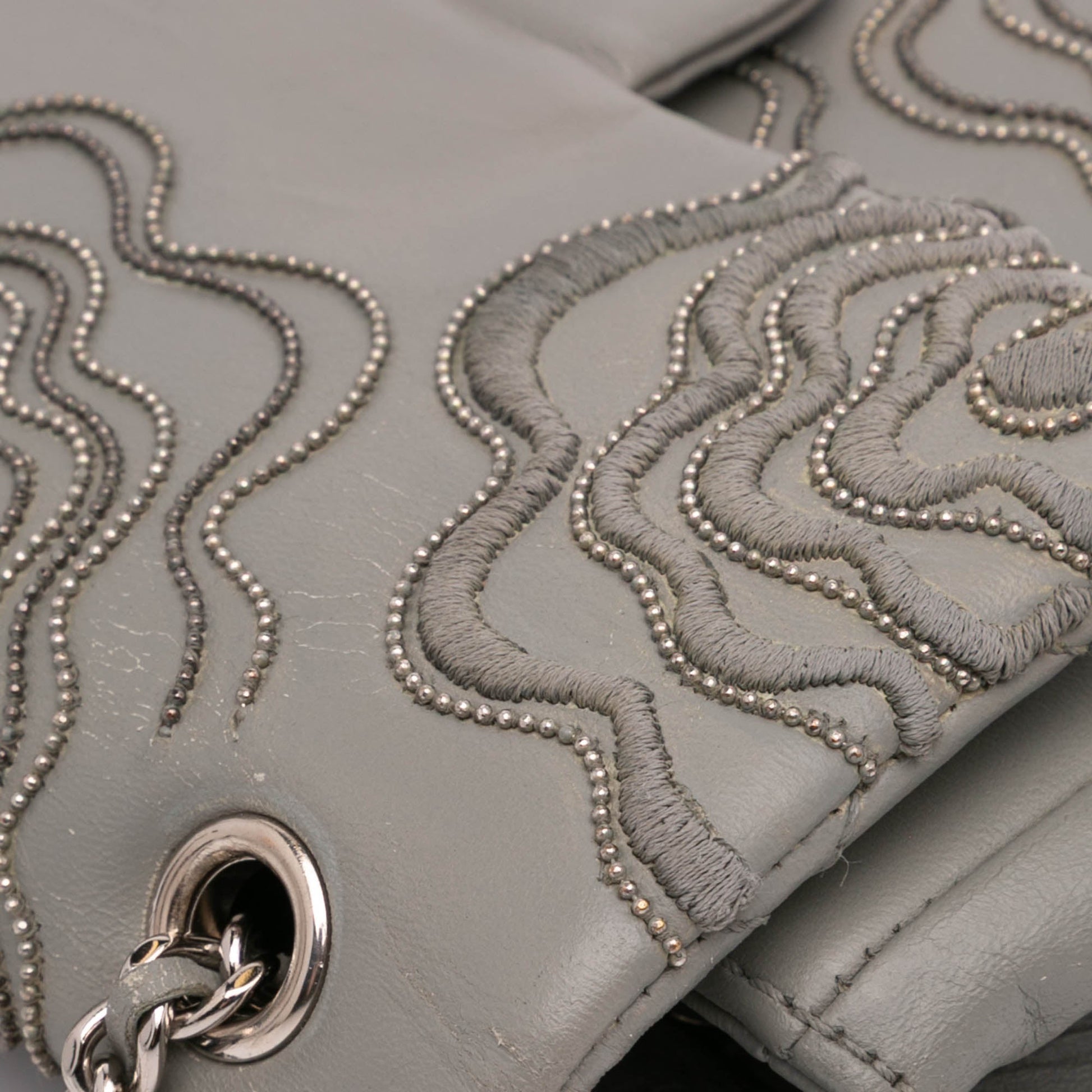 Chanel Embroidered Lambskin Camellia Follies Flap