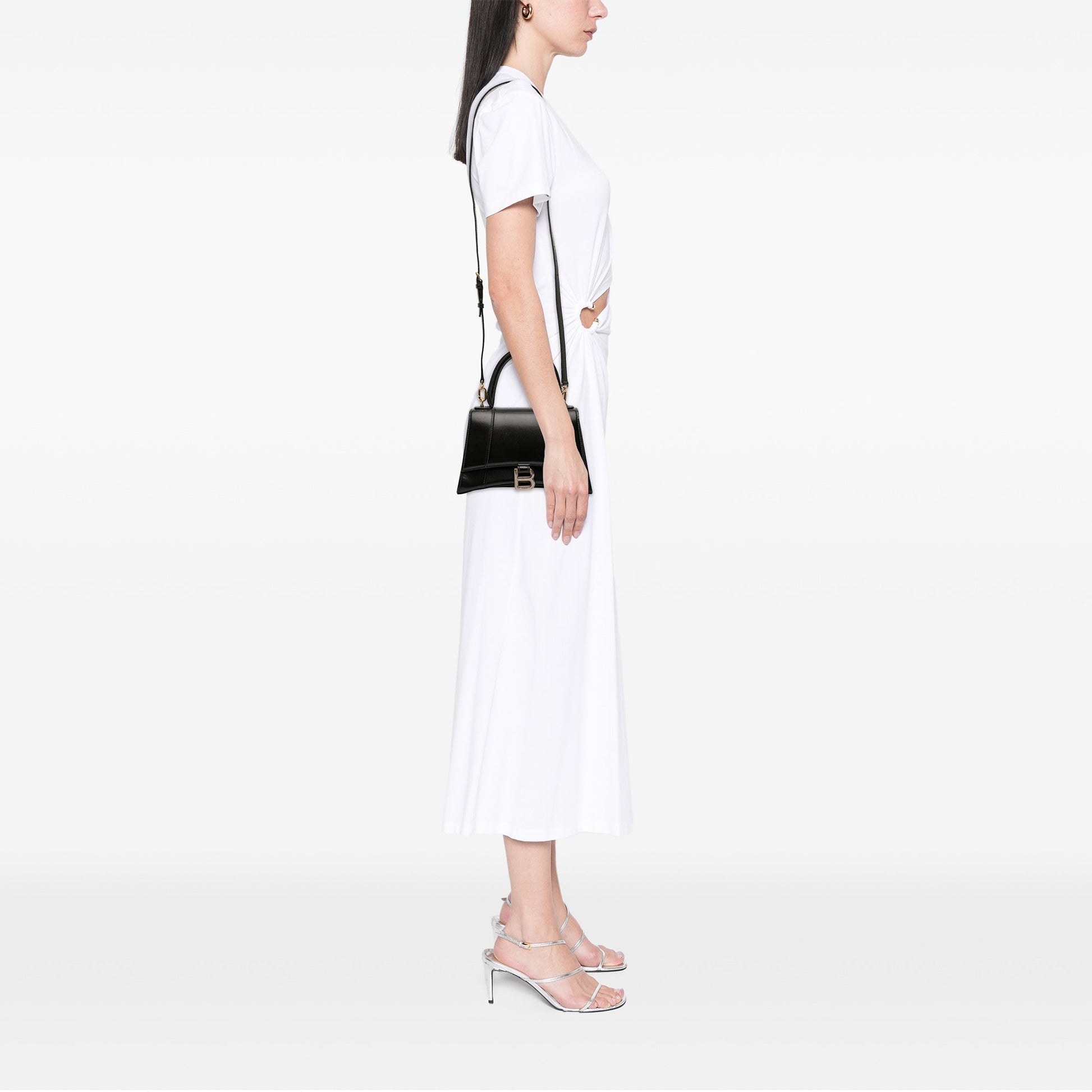 Balenciaga Small Shiny Box Calfskin Hourglass Top Handle Bag