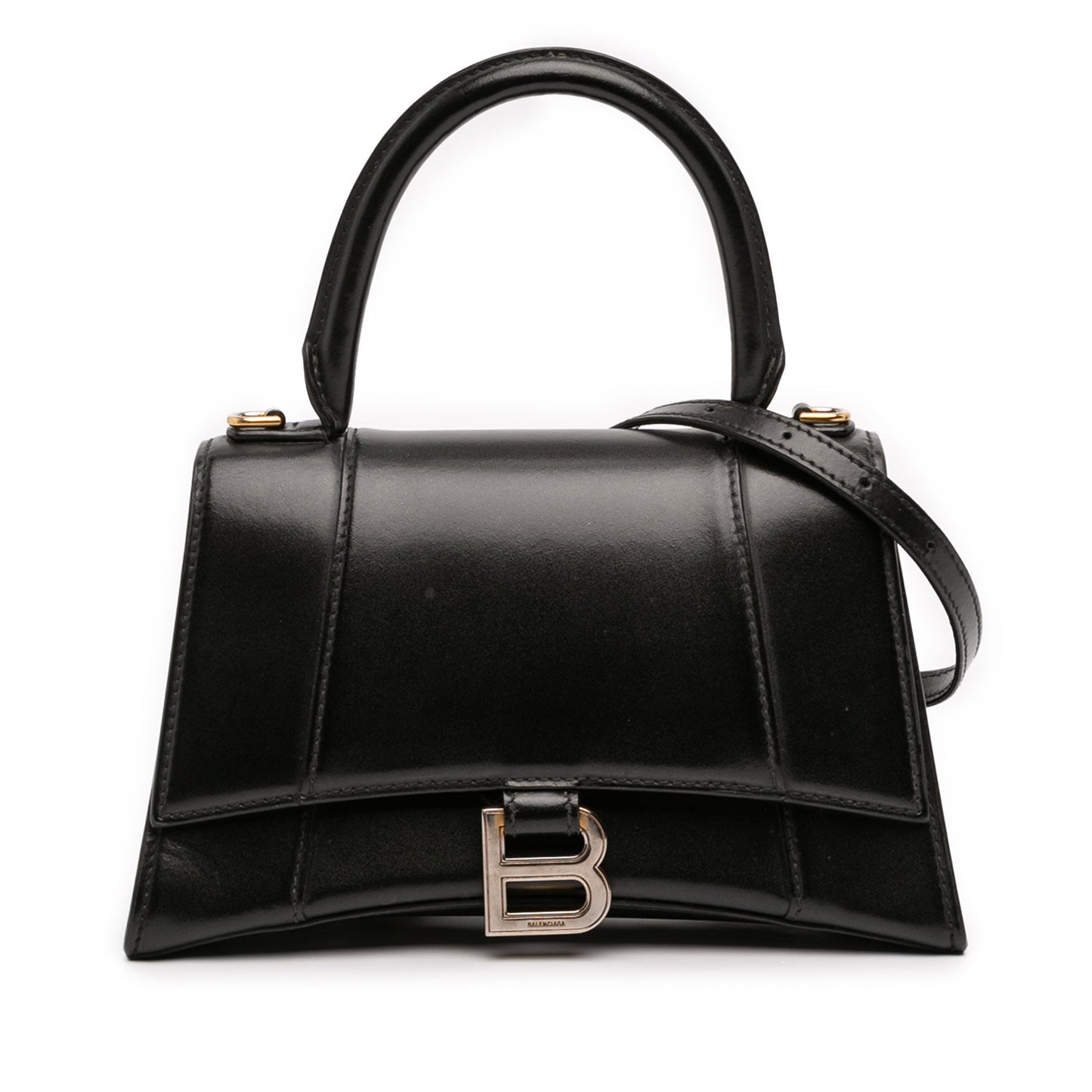 Balenciaga Small Shiny Box Calfskin Hourglass Top Handle Bag