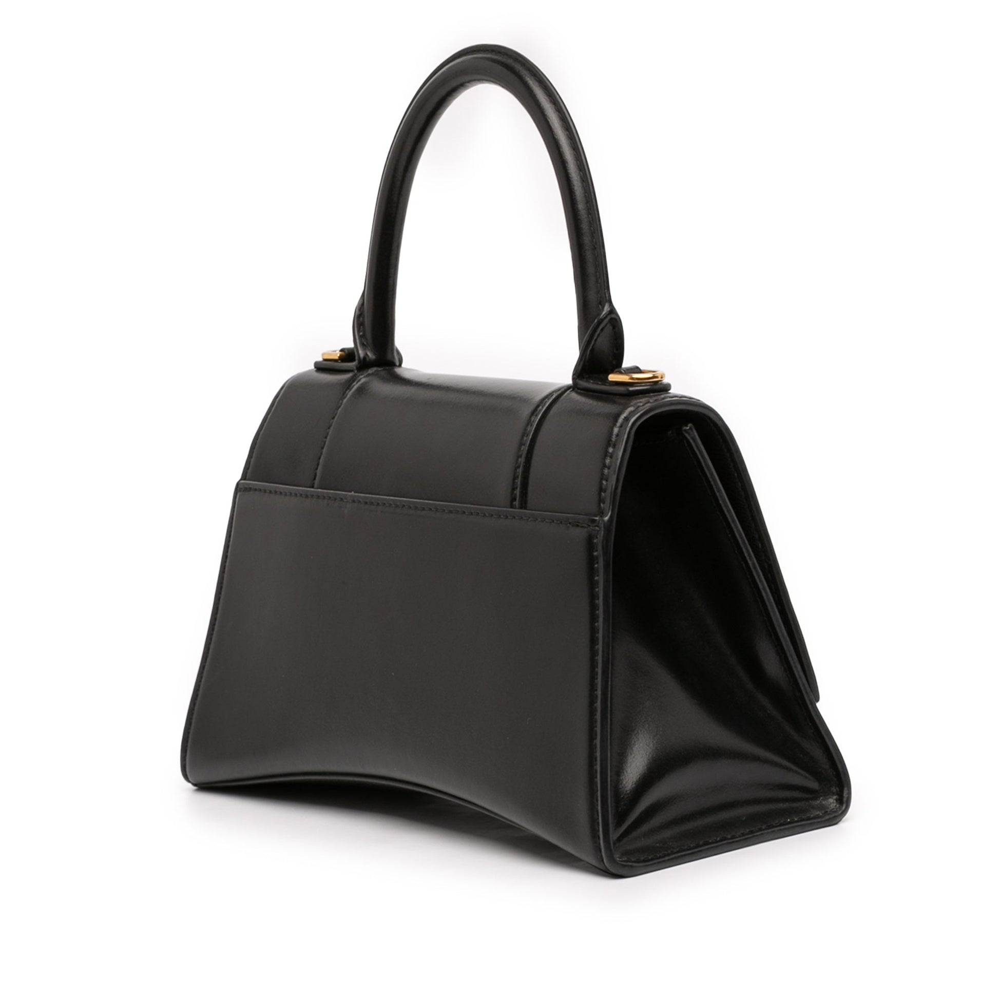 Balenciaga Small Shiny Box Calfskin Hourglass Top Handle Bag