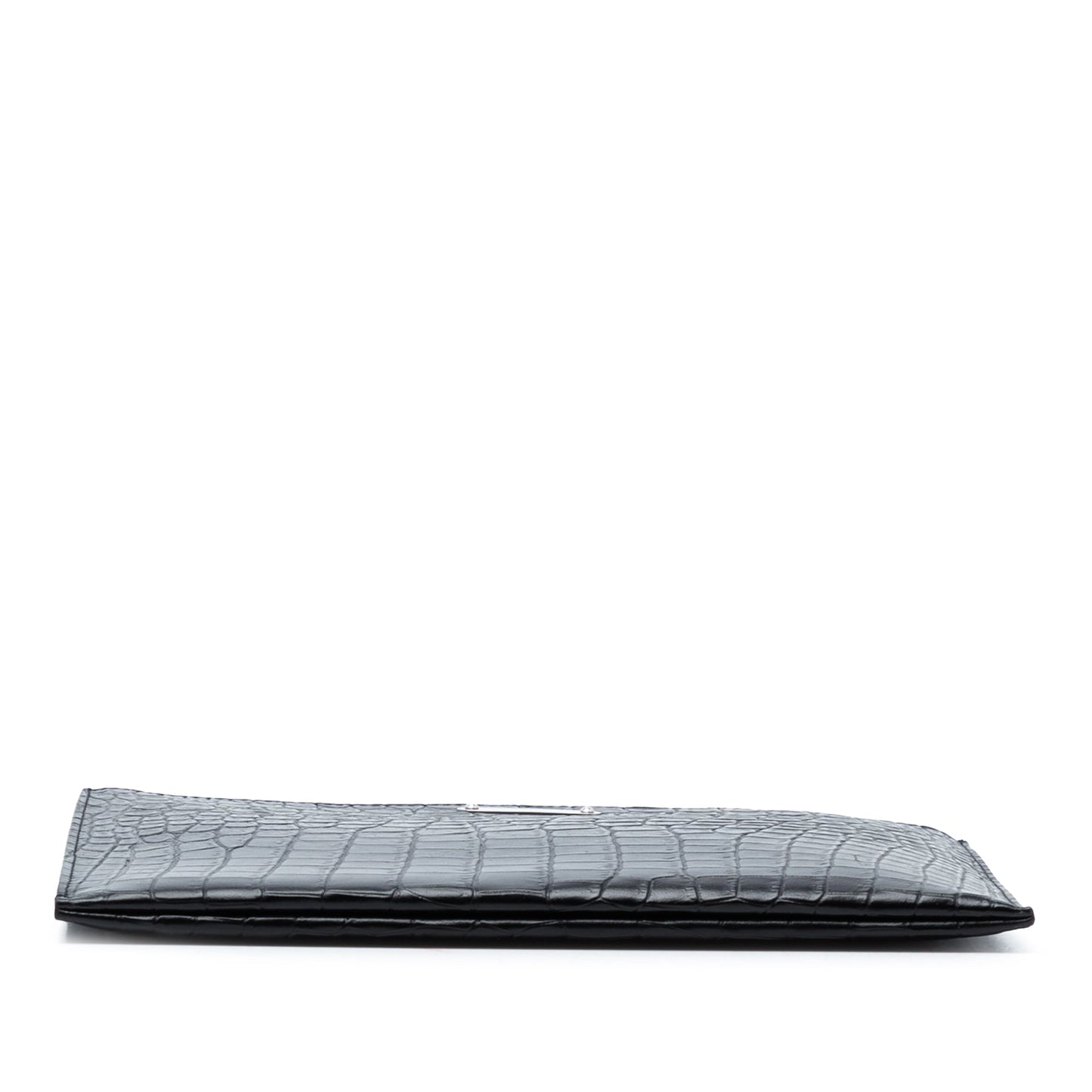 Saint Laurent Croc Embossed Leather Clutch