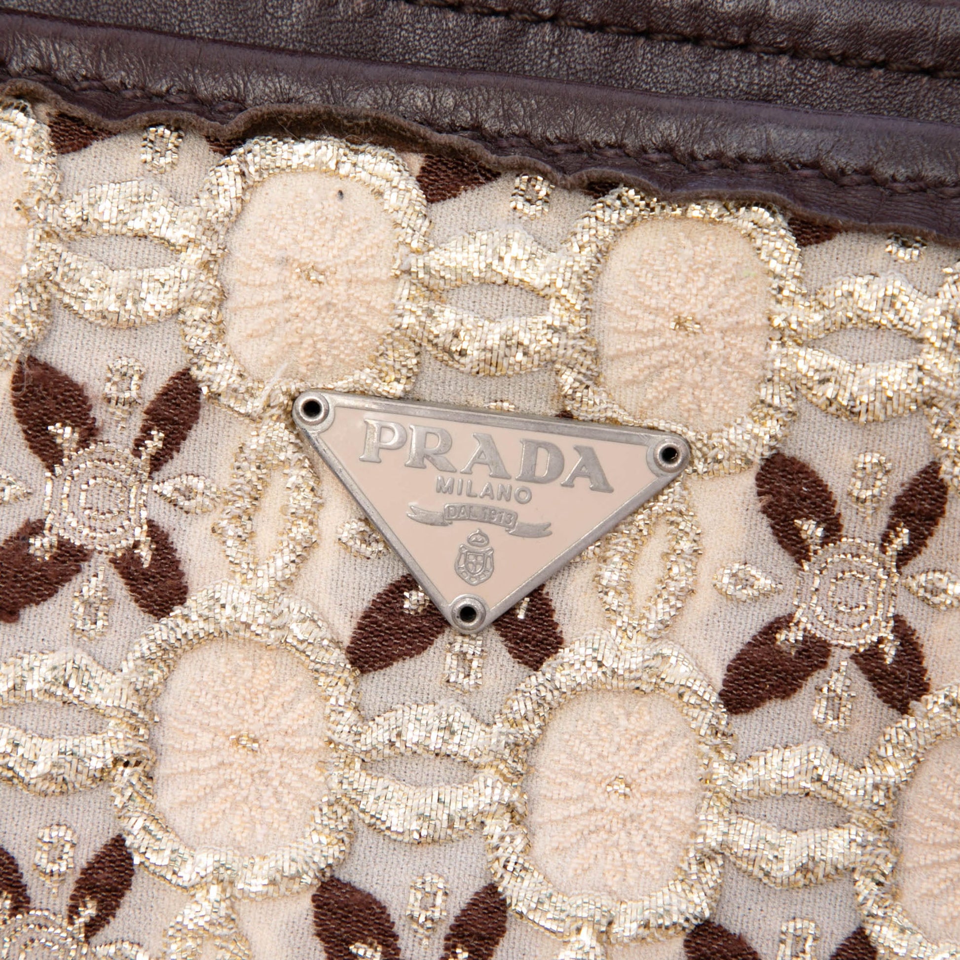 Prada Canvas Bow Cloquet Handle Bag