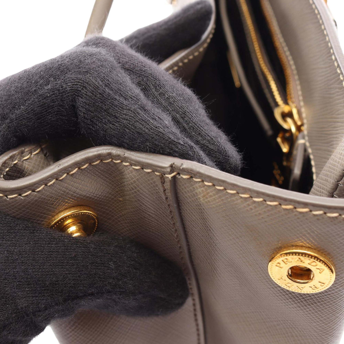 Prada Saffiano Galleria Satchel — Beige