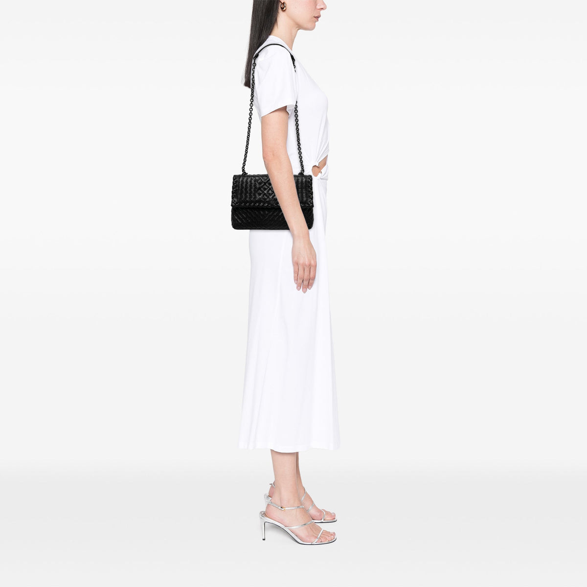 Bottega Veneta Small Nappa Intrecciato Boutis Olimpia Shoulder Bag — Black
