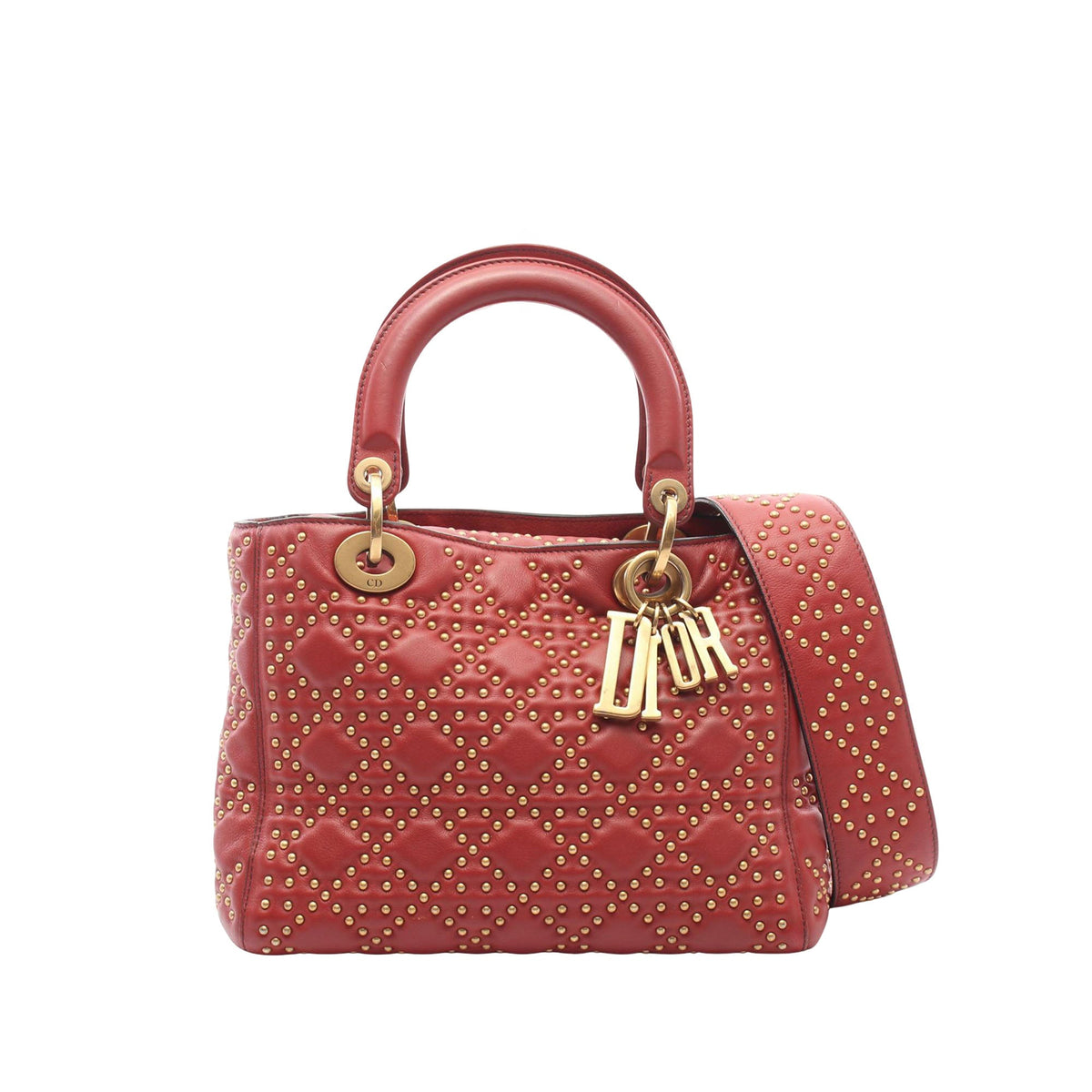 Dior Medium Lambskin Cannage Studded Supple Lady Dior