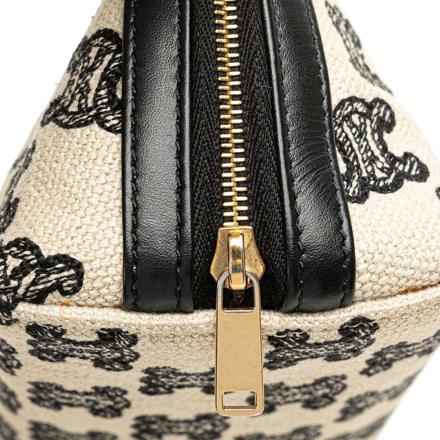 Celine Triomphe Emroidered Canvas Clutch On Chain