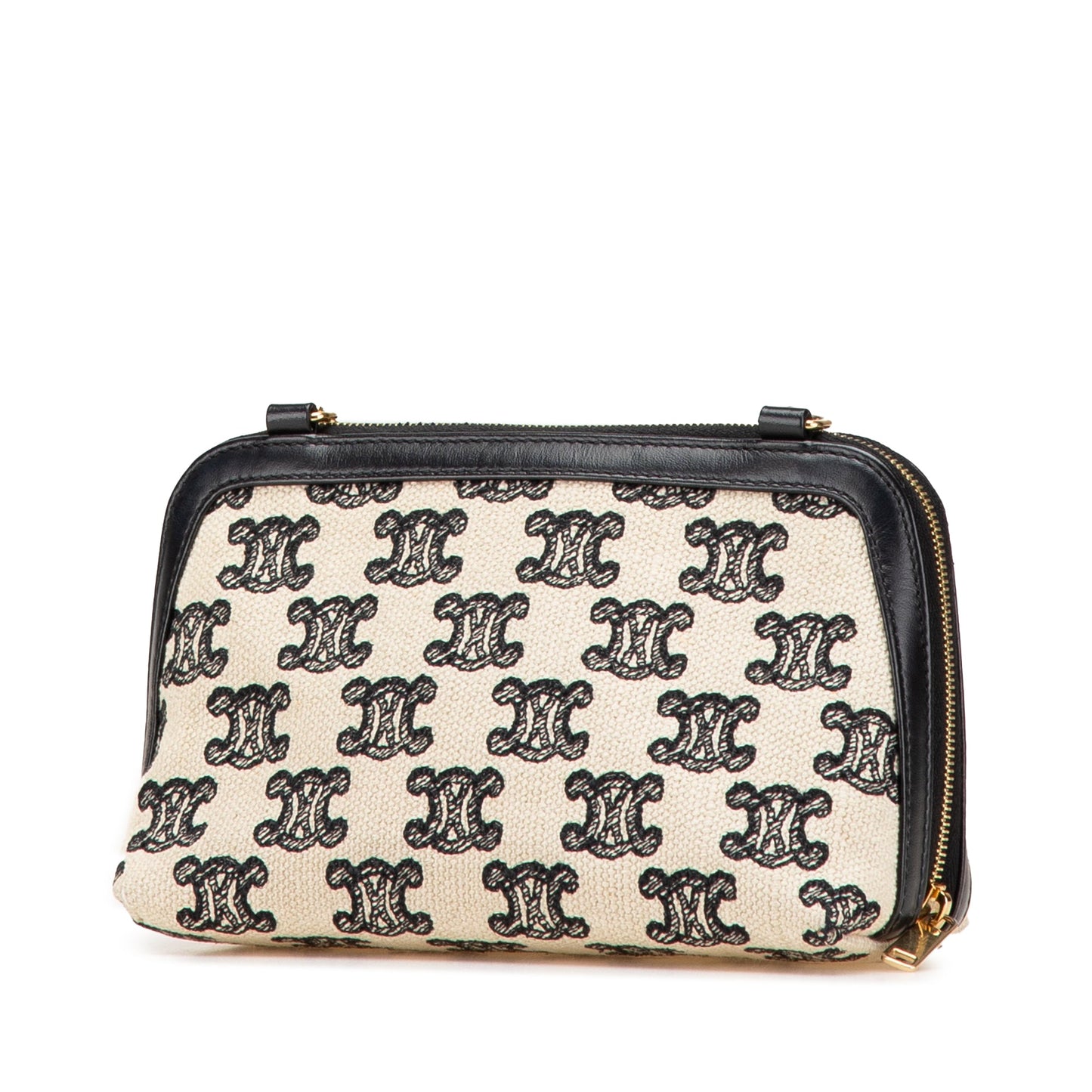 Celine Triomphe Emroidered Canvas Clutch On Chain