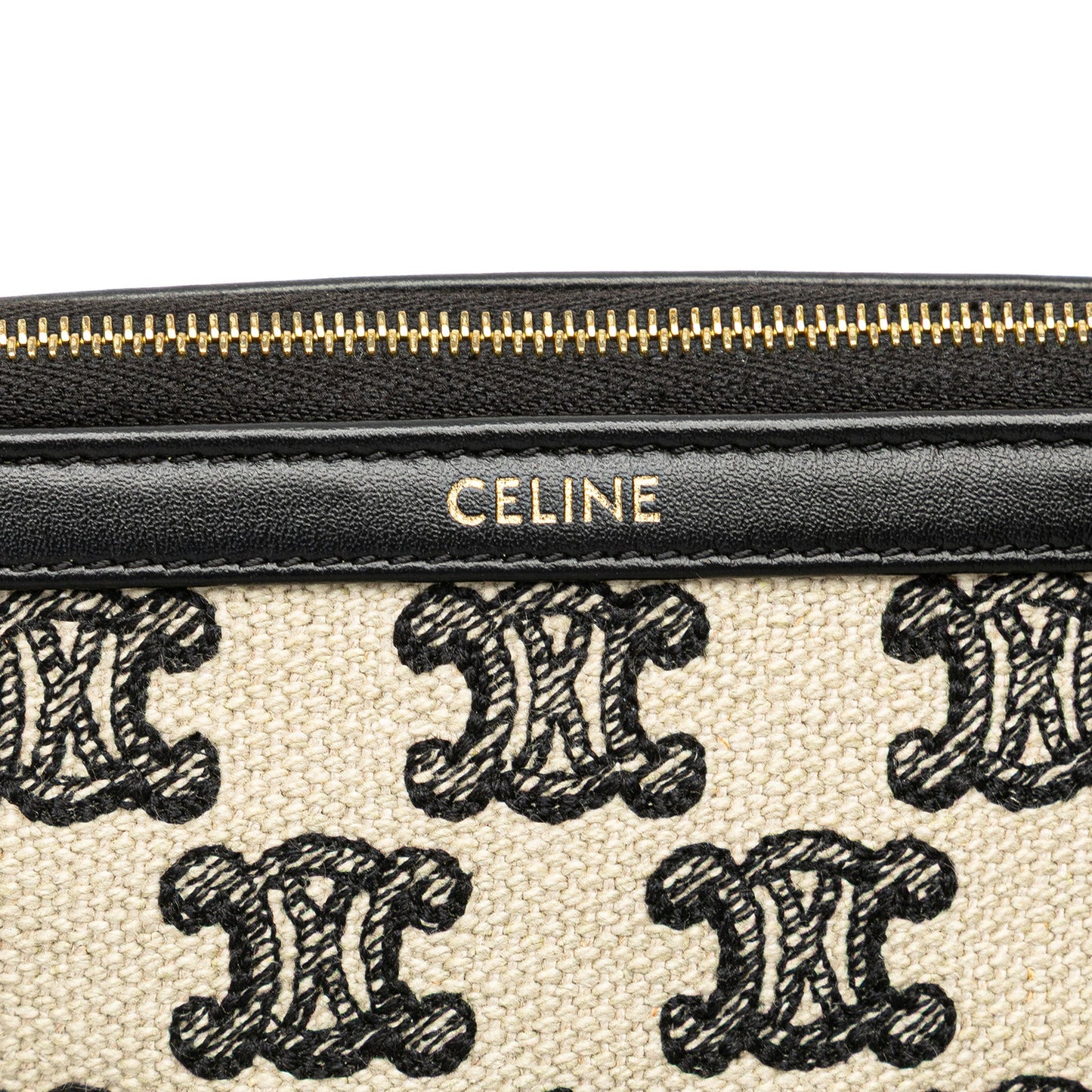 Celine Triomphe Emroidered Canvas Clutch On Chain