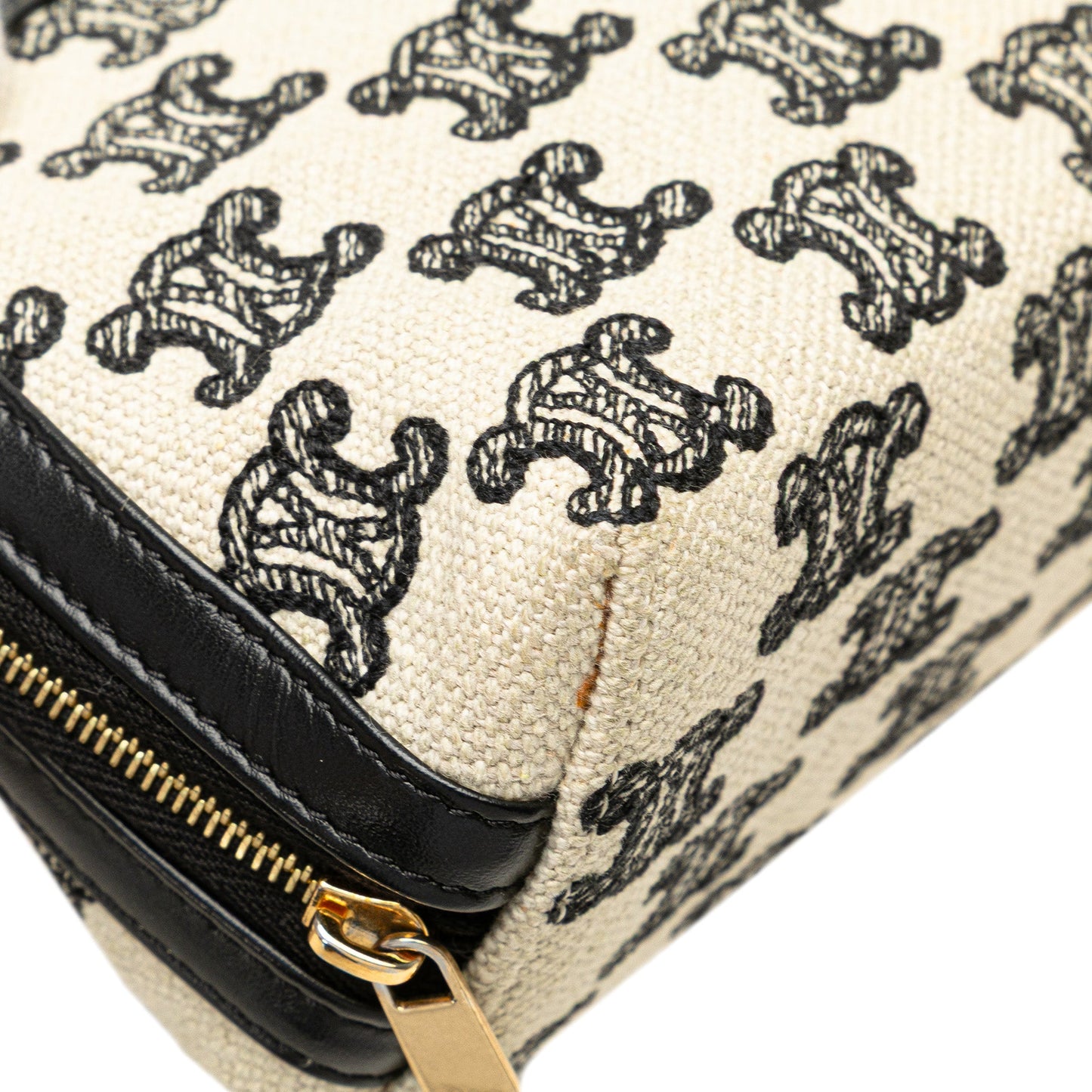 Celine Triomphe Emroidered Canvas Clutch On Chain