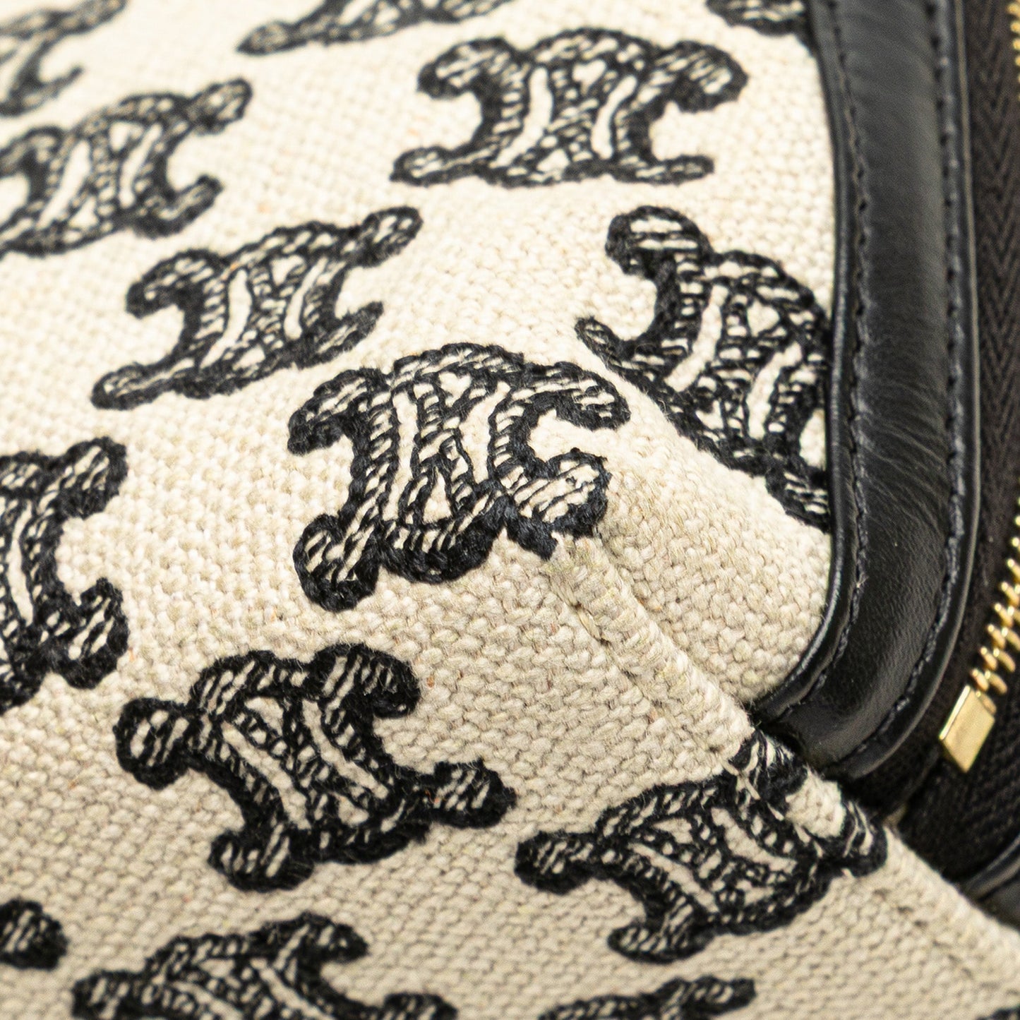 Celine Triomphe Emroidered Canvas Clutch On Chain