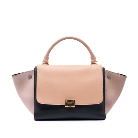 Celine Small Tricolor Leather Trapeze Satchel