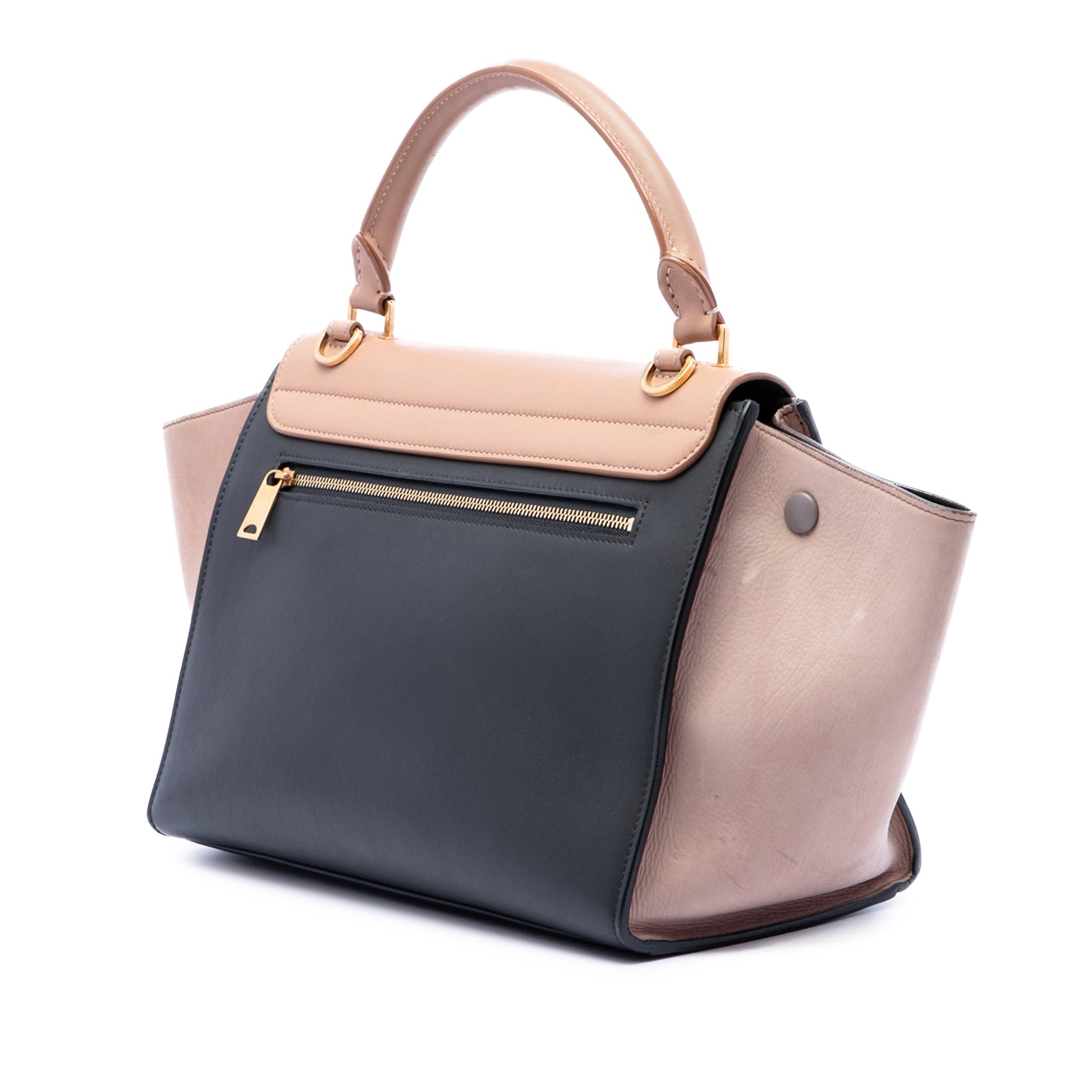 Celine Small Tricolor Leather Trapeze Satchel