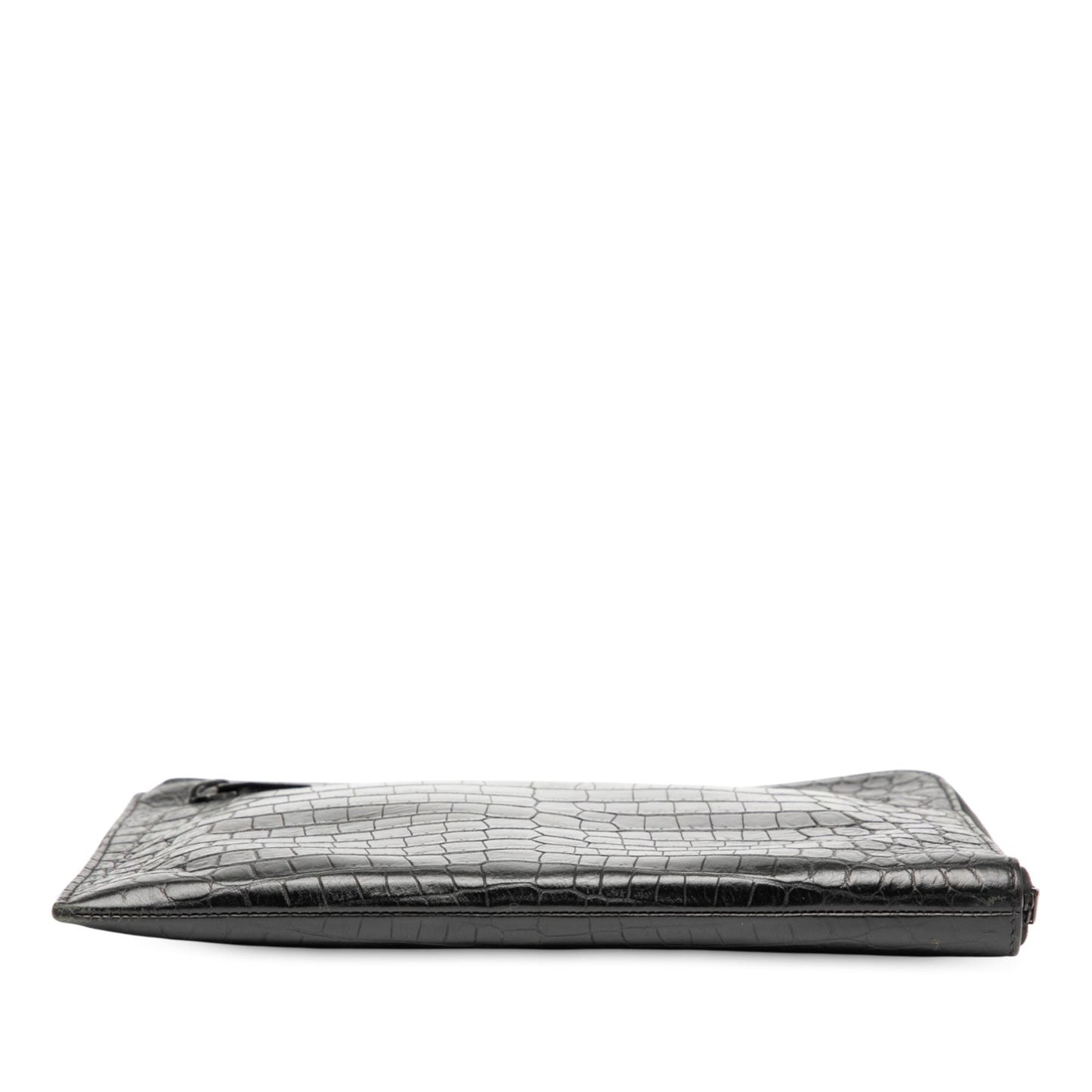 Saint Laurent Croc Embossed Leather Clutch