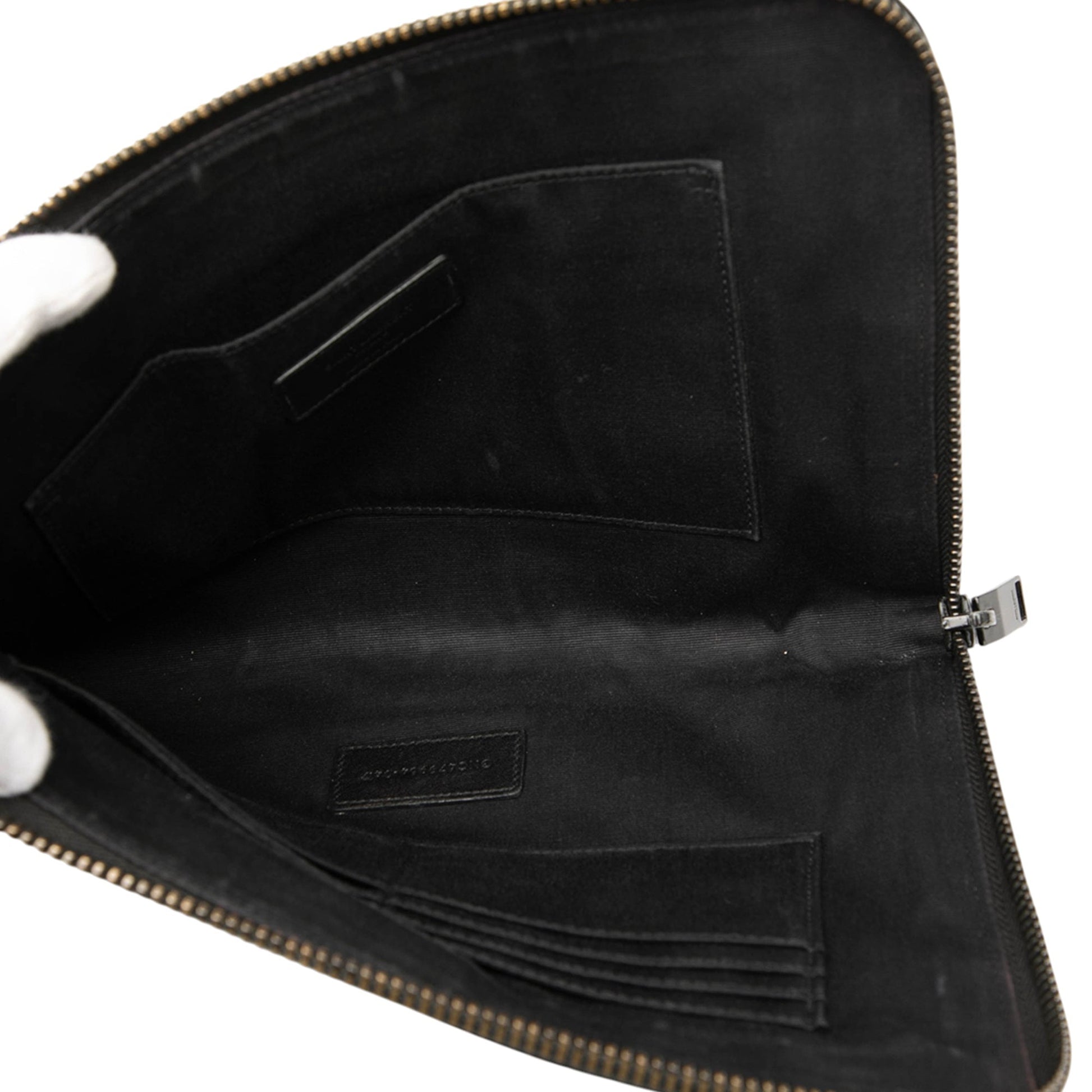 Saint Laurent Croc Embossed Leather Clutch
