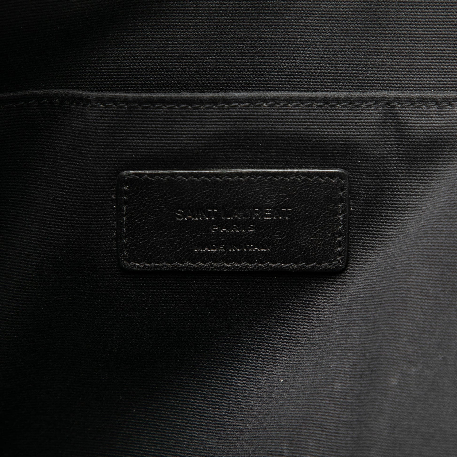 Saint Laurent Croc Embossed Leather Clutch