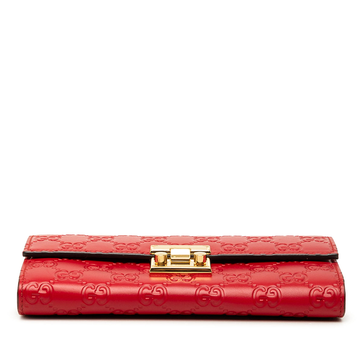 Gucci Guccissima Padlock Wallet On Chain — Red
