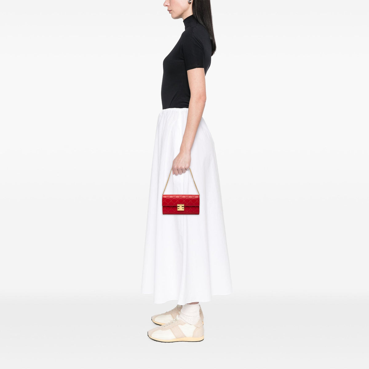 Gucci Guccissima Padlock Wallet On Chain — Red