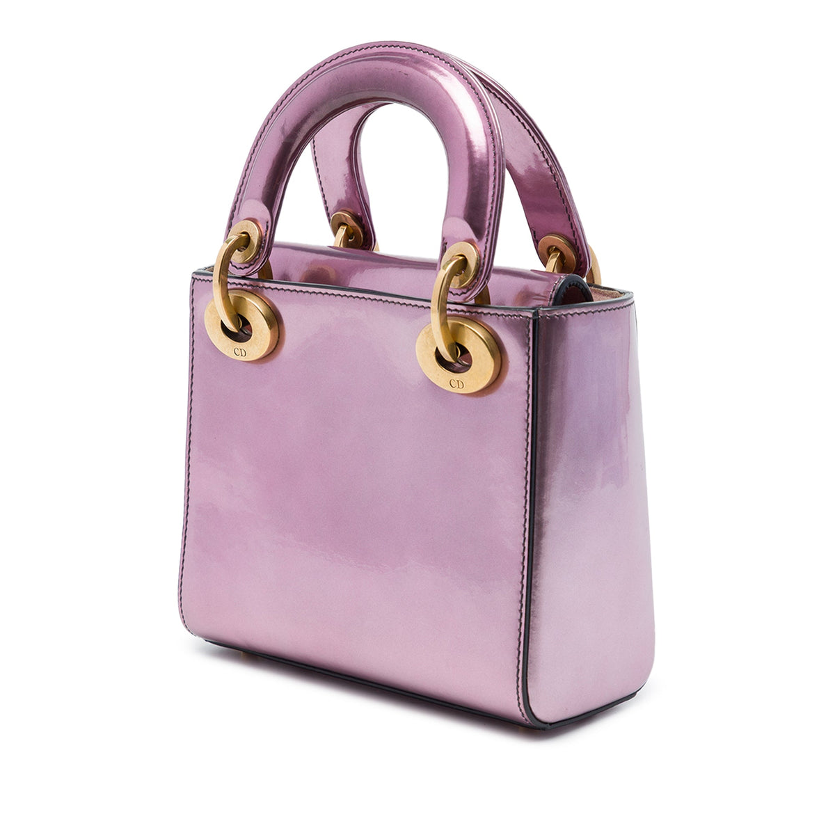 Dior Mini Metallic Patent Lady Dior — Pink