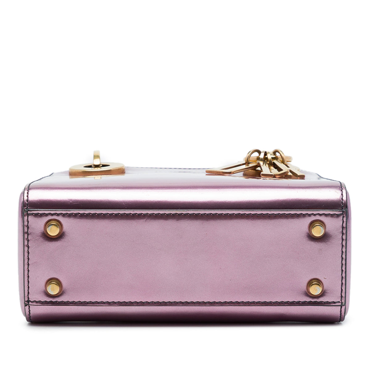 Dior Mini Metallic Patent Lady Dior — Pink