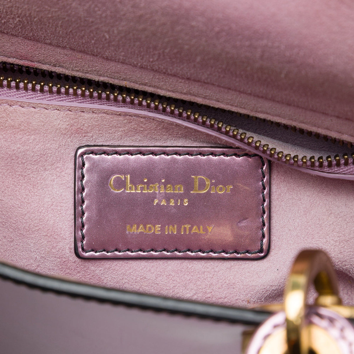 Dior Mini Metallic Patent Lady Dior — Pink