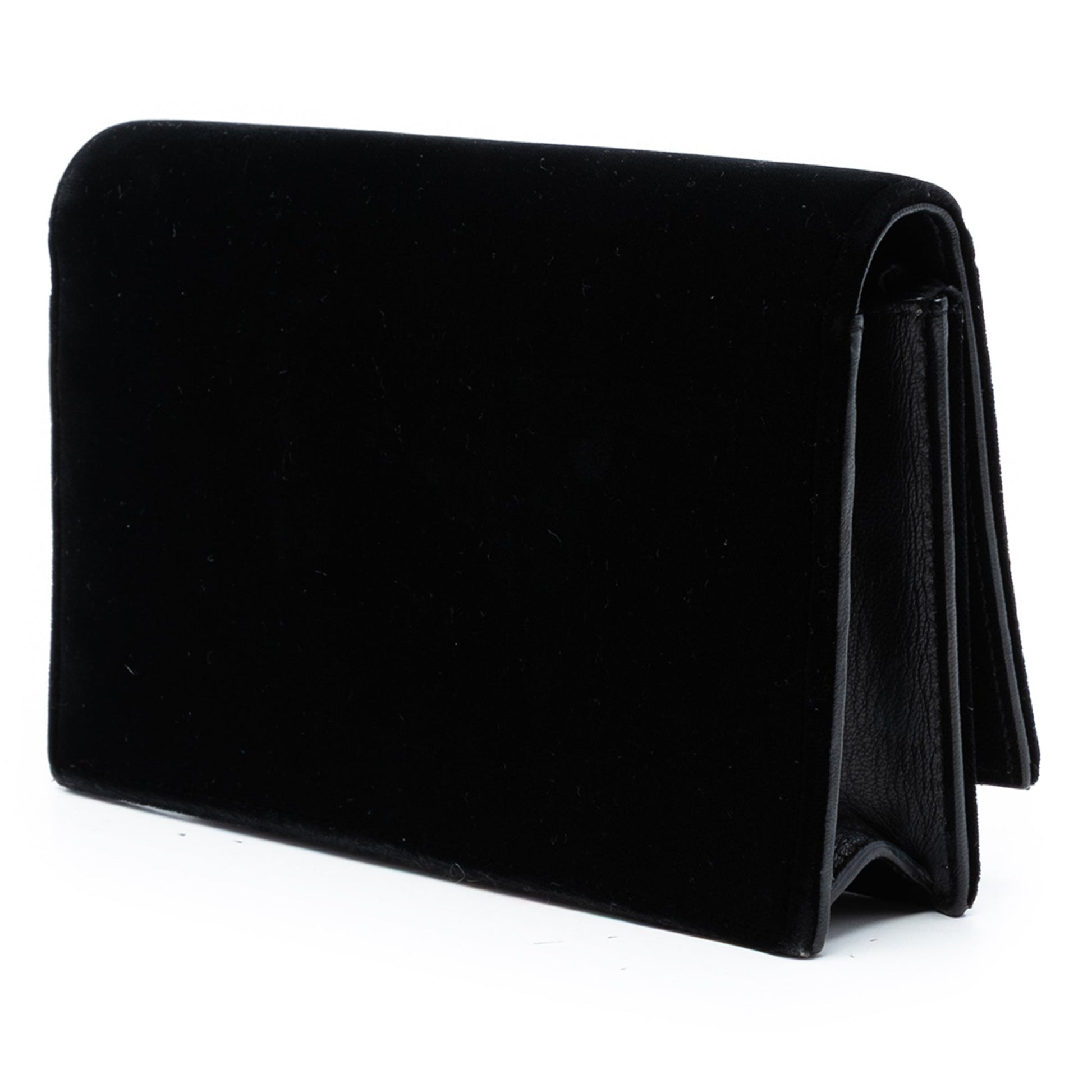 Velvet Crystal Monogram Kate Tassel Wallet on Chain