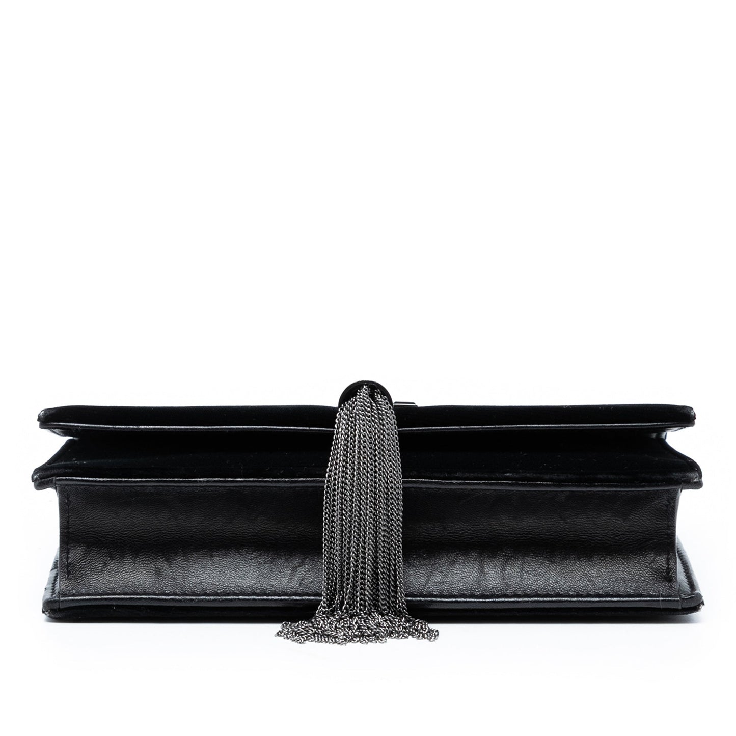 Velvet Crystal Monogram Kate Tassel Wallet on Chain