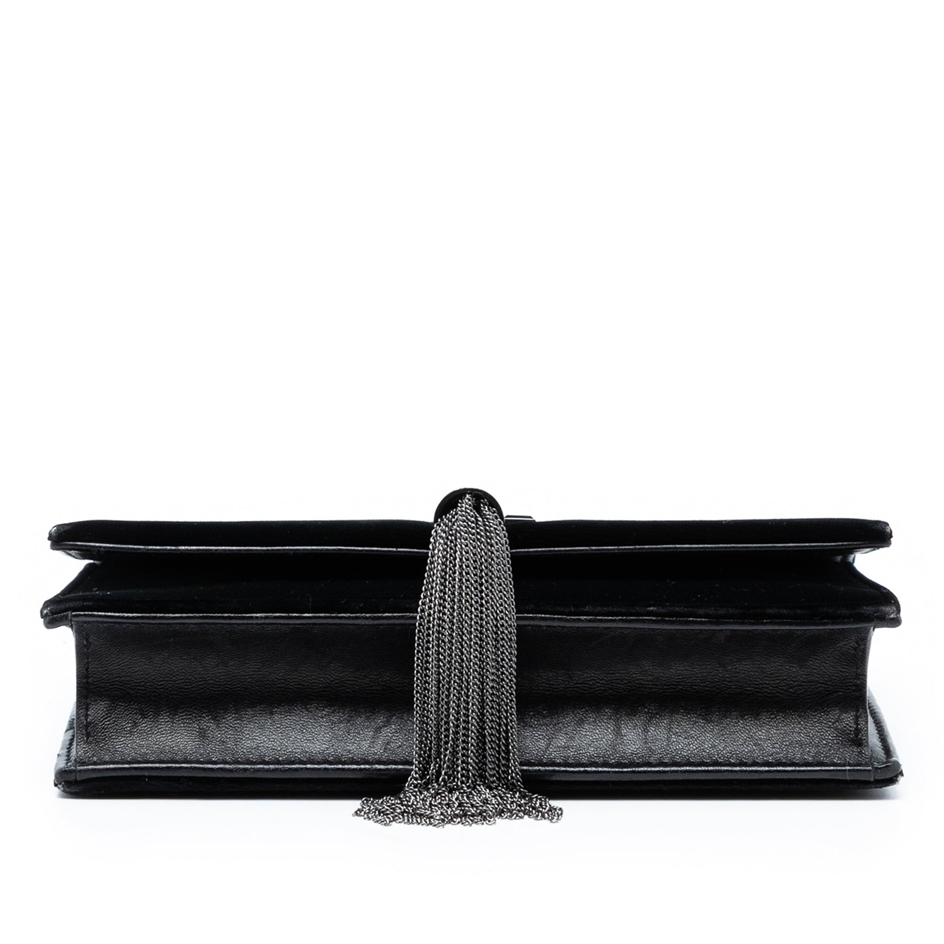 Velvet Crystal Monogram Kate Tassel Wallet on Chain