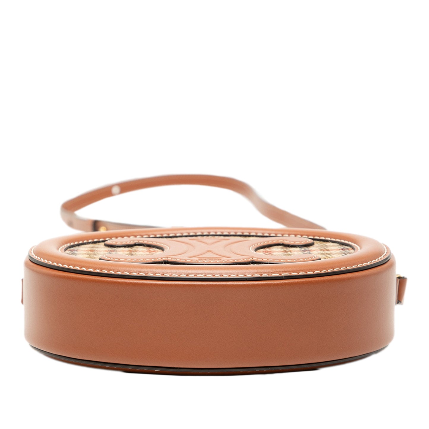 Celine Small Houndstooth Canvas and Calfskin Cuir Triomphe Oval Crossbody
