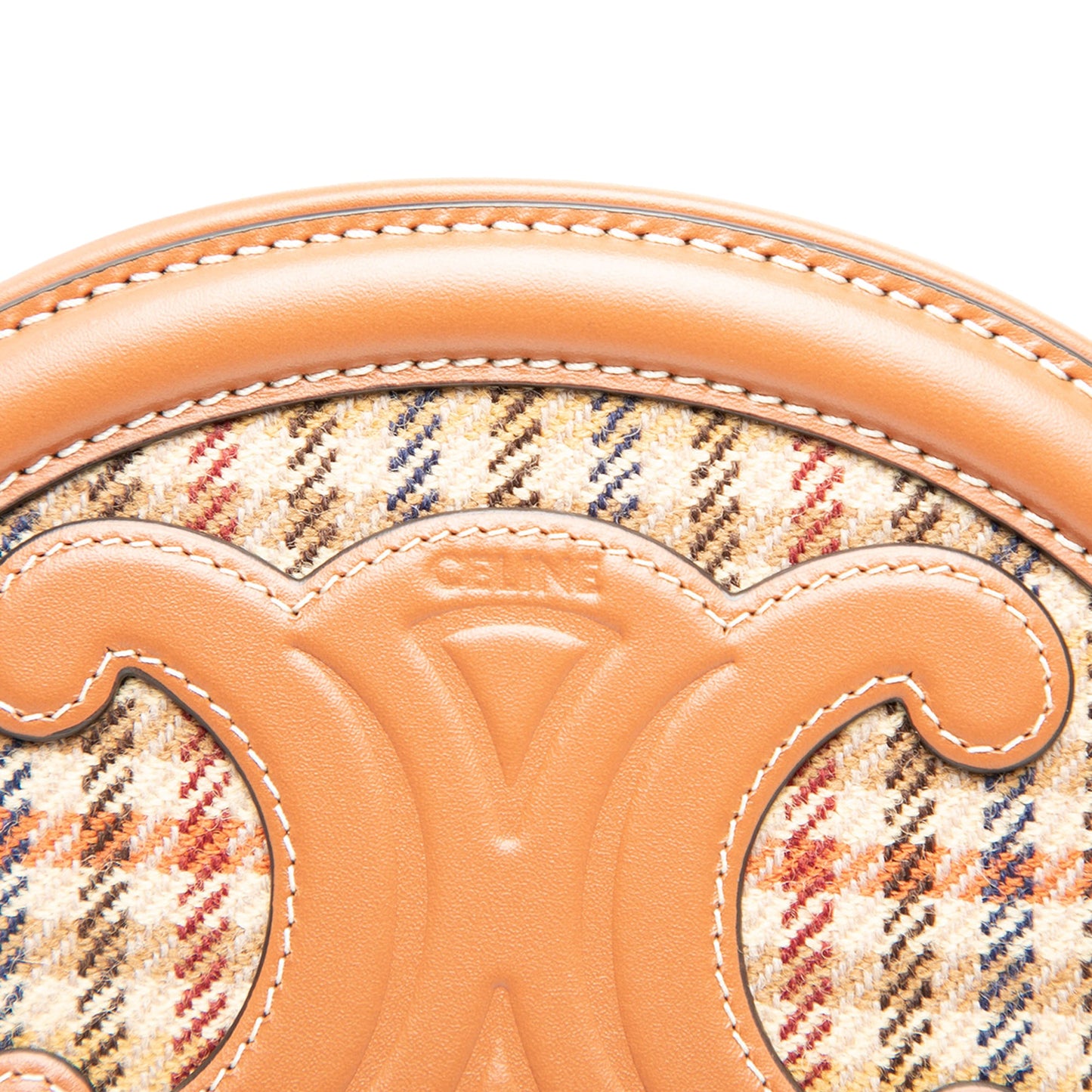 Celine Small Houndstooth Canvas and Calfskin Cuir Triomphe Oval Crossbody