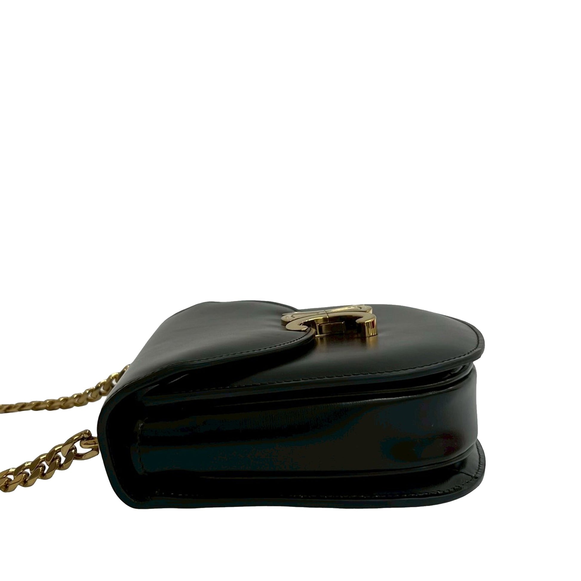 Celine Teen Shiny Calfskin Triomphe Besace Clea Chain Crossbody