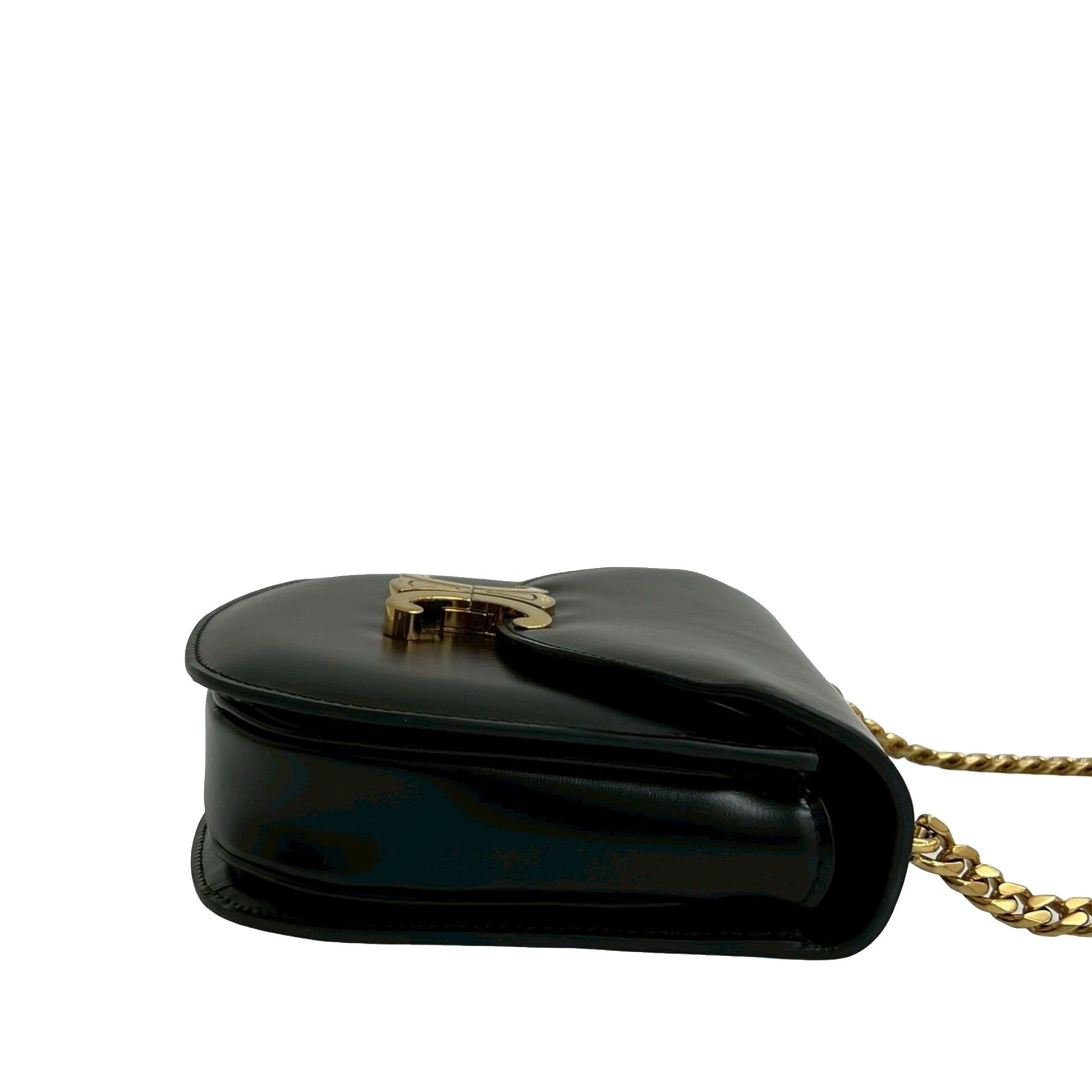 Celine Teen Shiny Calfskin Triomphe Besace Clea Chain Crossbody