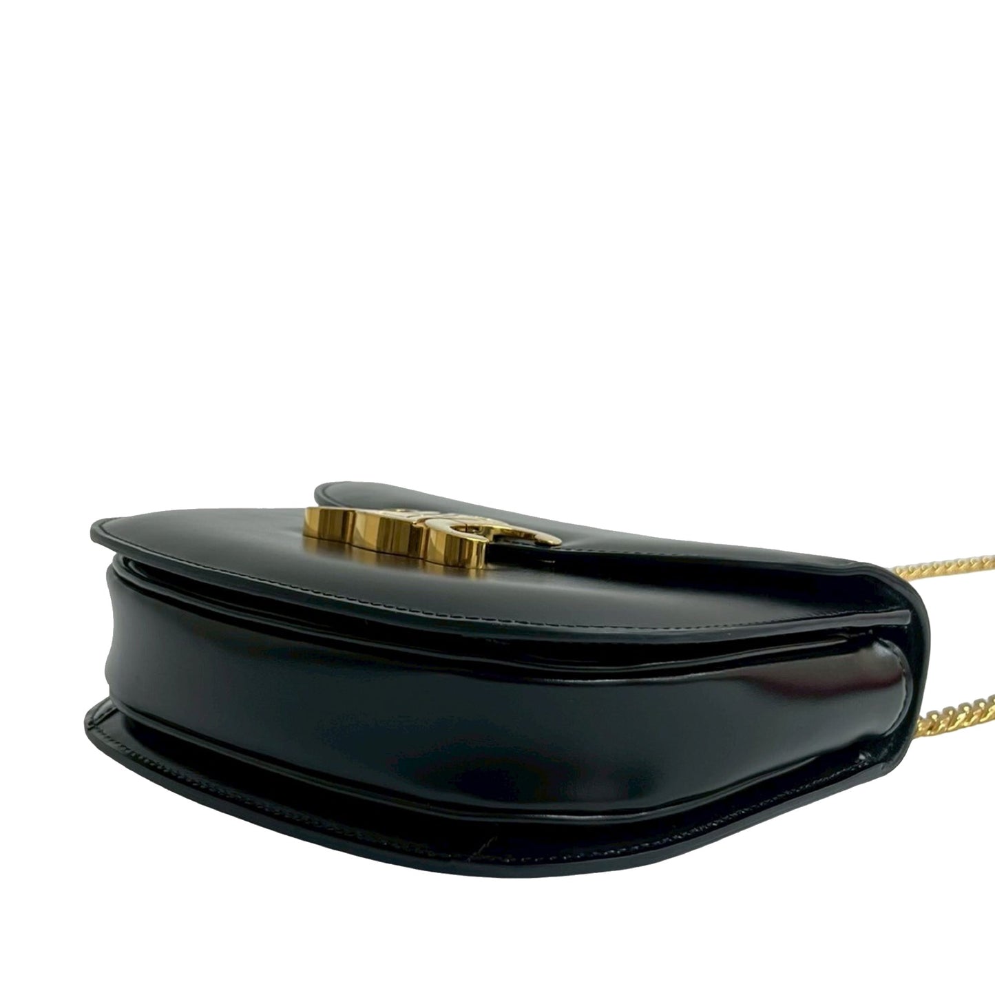 Celine Teen Shiny Calfskin Triomphe Besace Clea Chain Crossbody