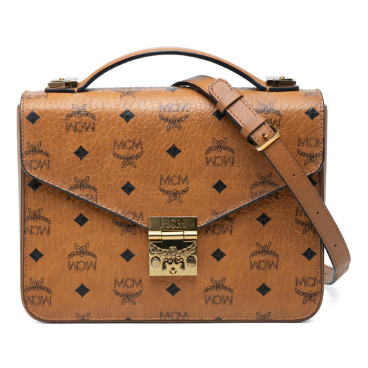 MCM Medium Visetos Coated Canvas Patricia Top Handle Bag