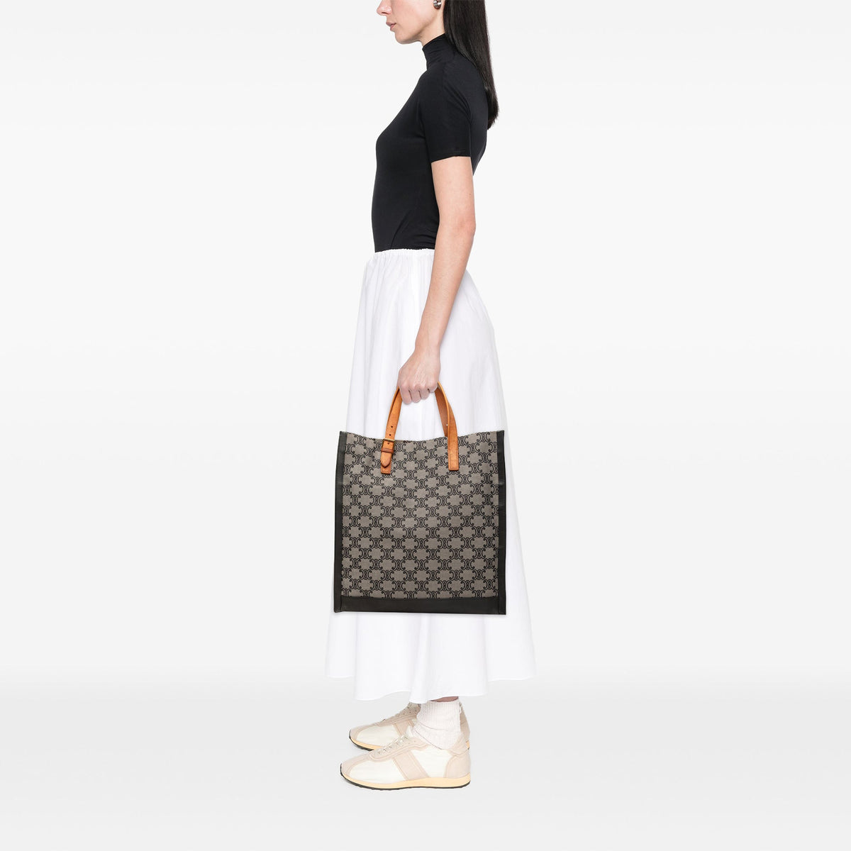 Celine Macadam Canvas Vertical Tote — Gray