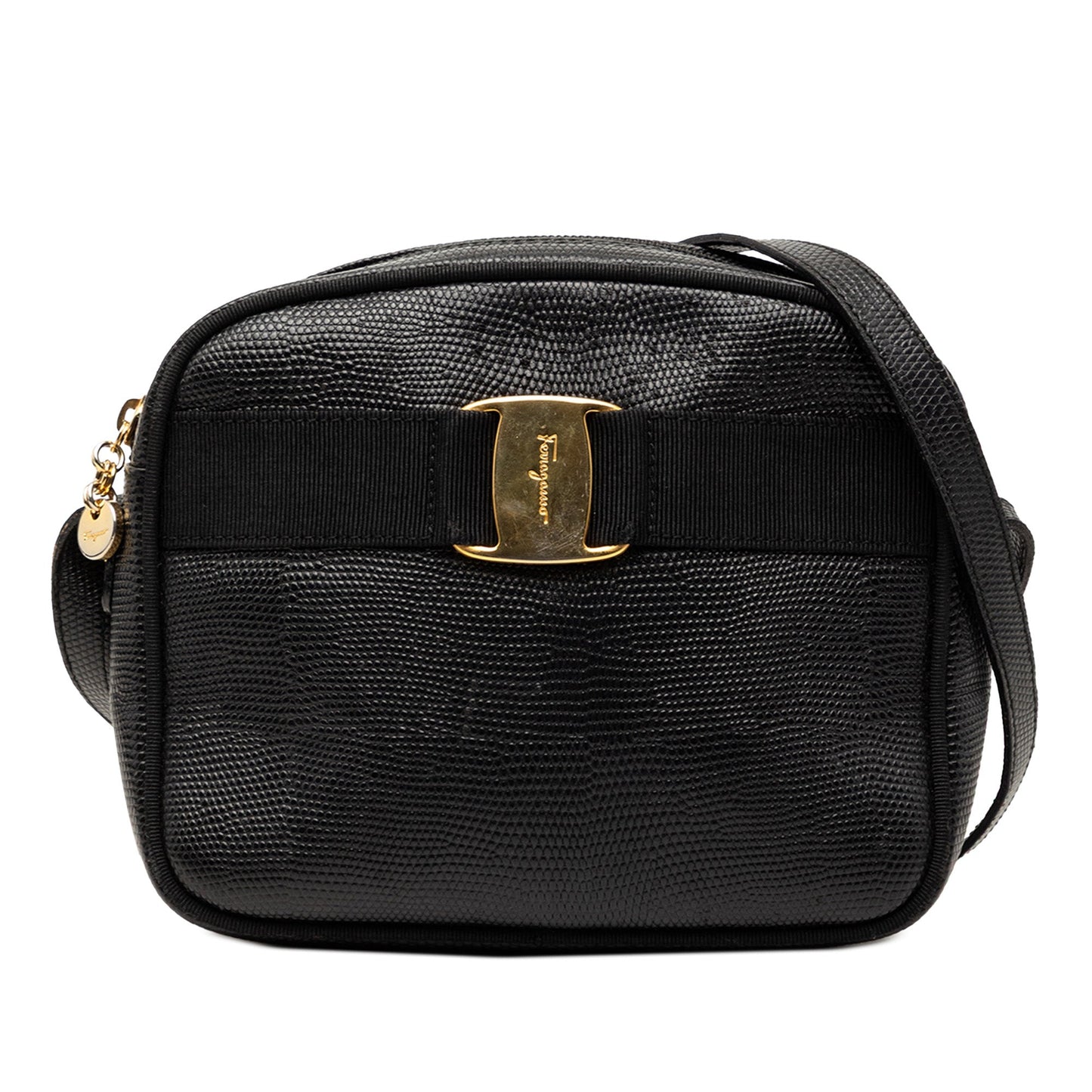 Ferragamo Lizard Embossed Leather Vara Crossbody
