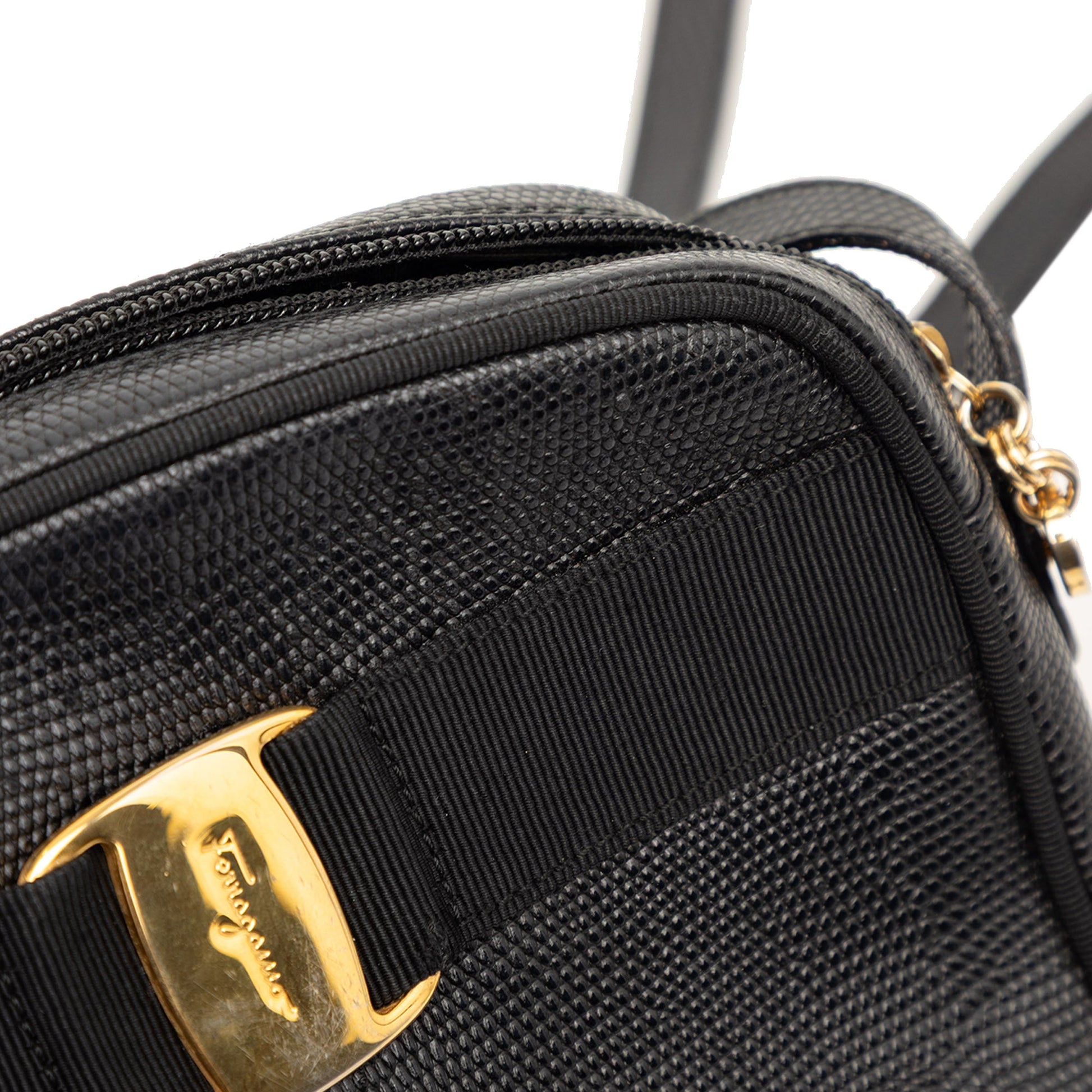 Ferragamo Lizard Embossed Leather Vara Crossbody