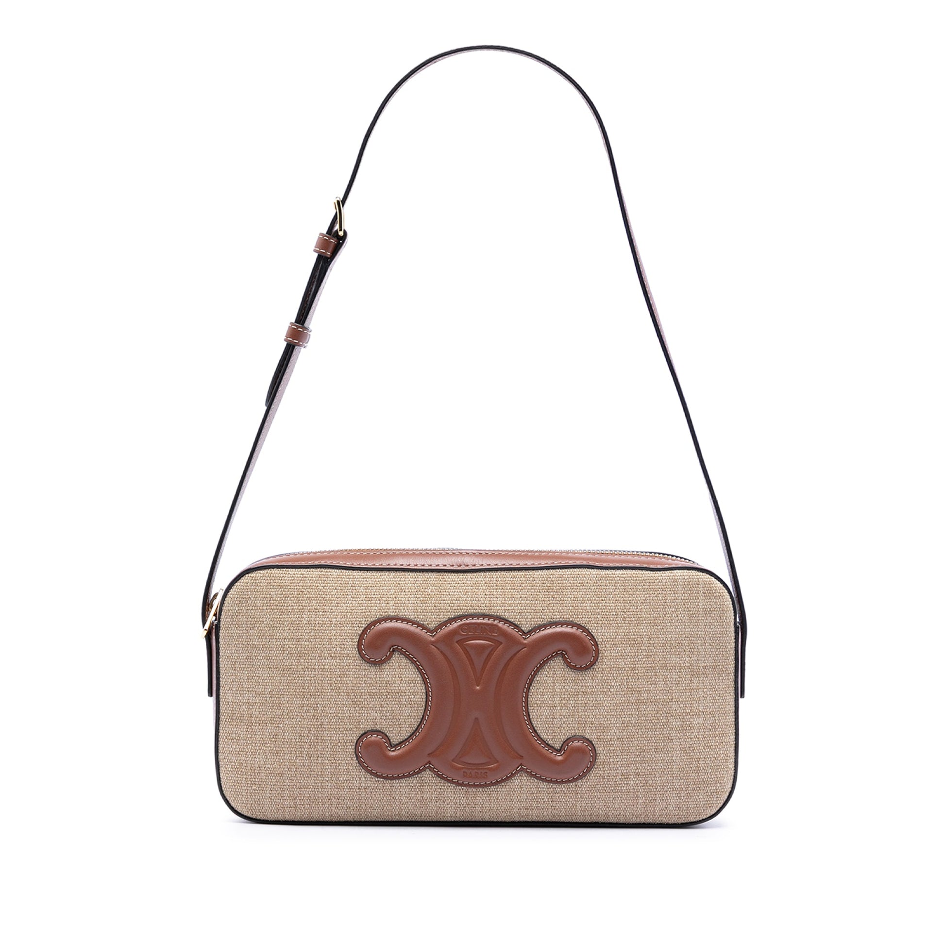 Celine Canvas and Calfskin Cuir Triomphe Camera Shoulder Bag