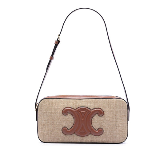 Celine Canvas and Calfskin Cuir Triomphe Camera Shoulder Bag