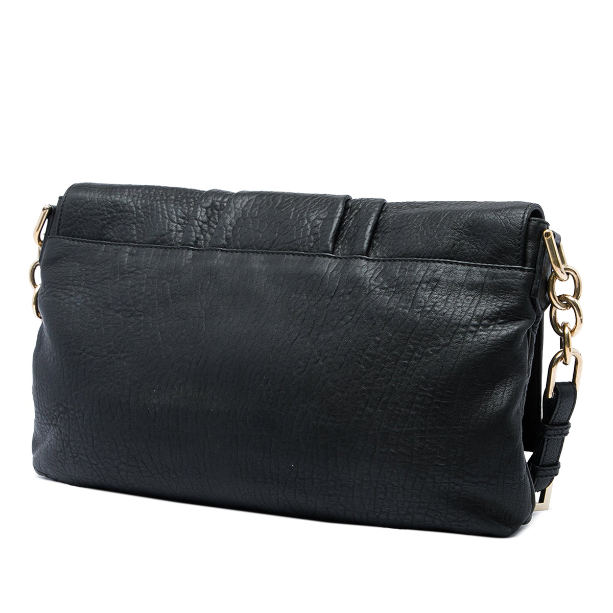 Fendi Large Crinkled Lambskin Mia Flap Crossbody — Black