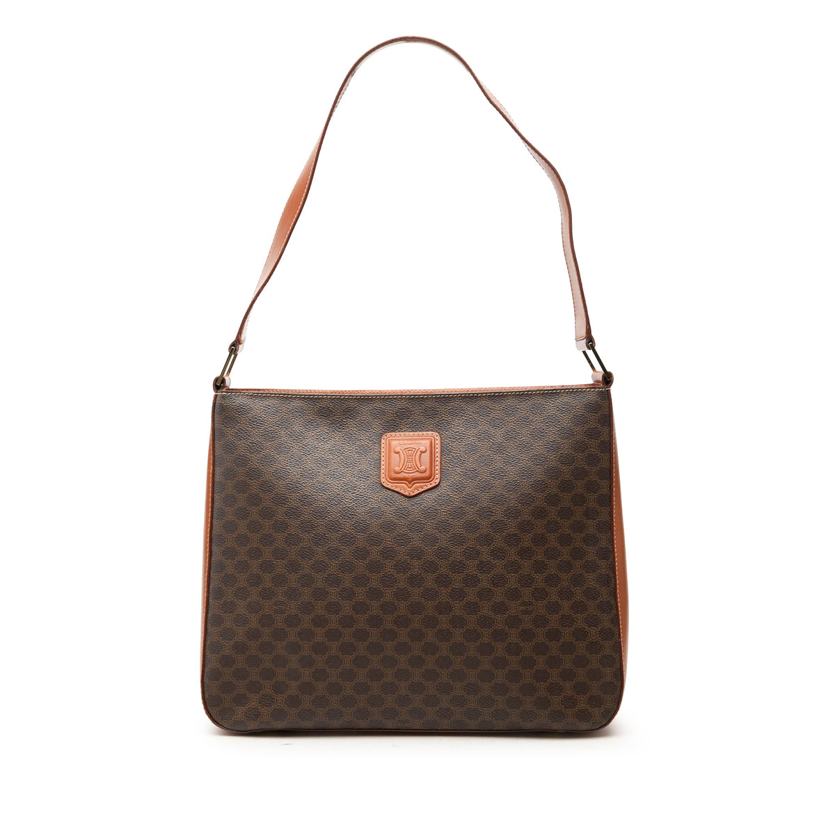 Celine Macadam Coated Canvas Shoulder Bag — Brown