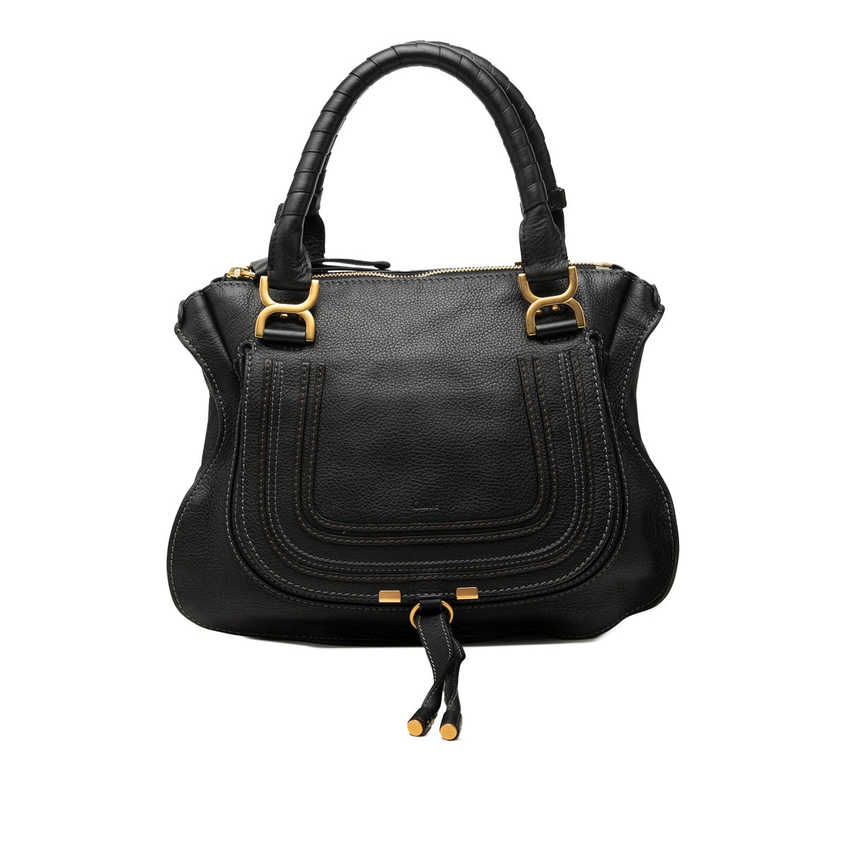 Chloé Medium Grained Leather Marcie Satchel — Black