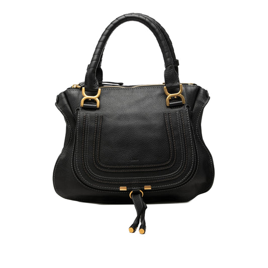 Chloé Medium Grained Leather Marcie Satchel — Black