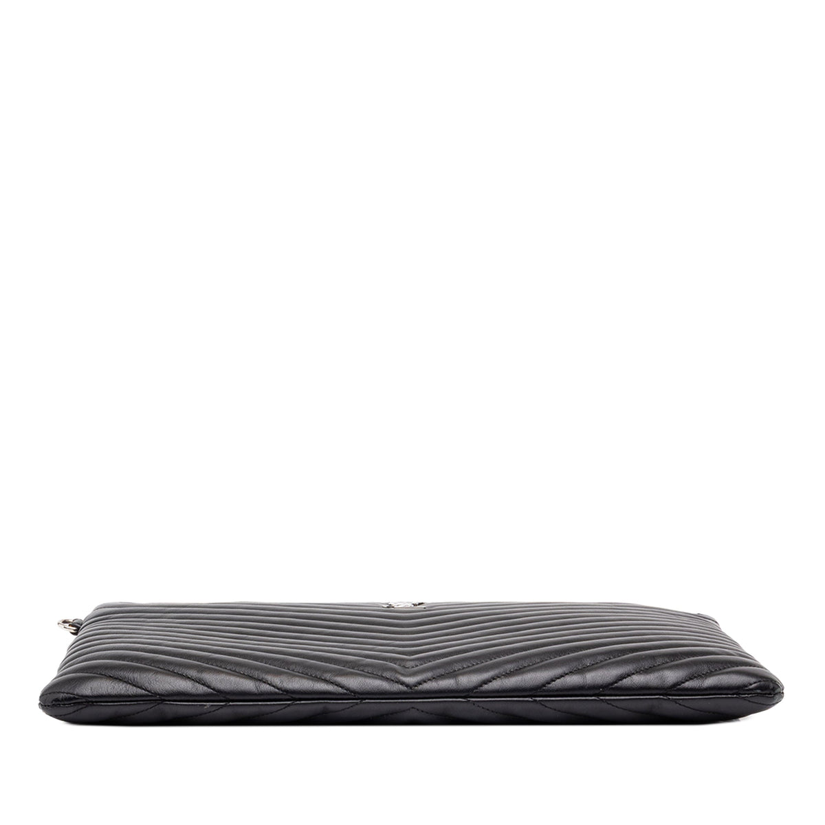 Saint Laurent Chevron Leather Monogram Document Holder — Black