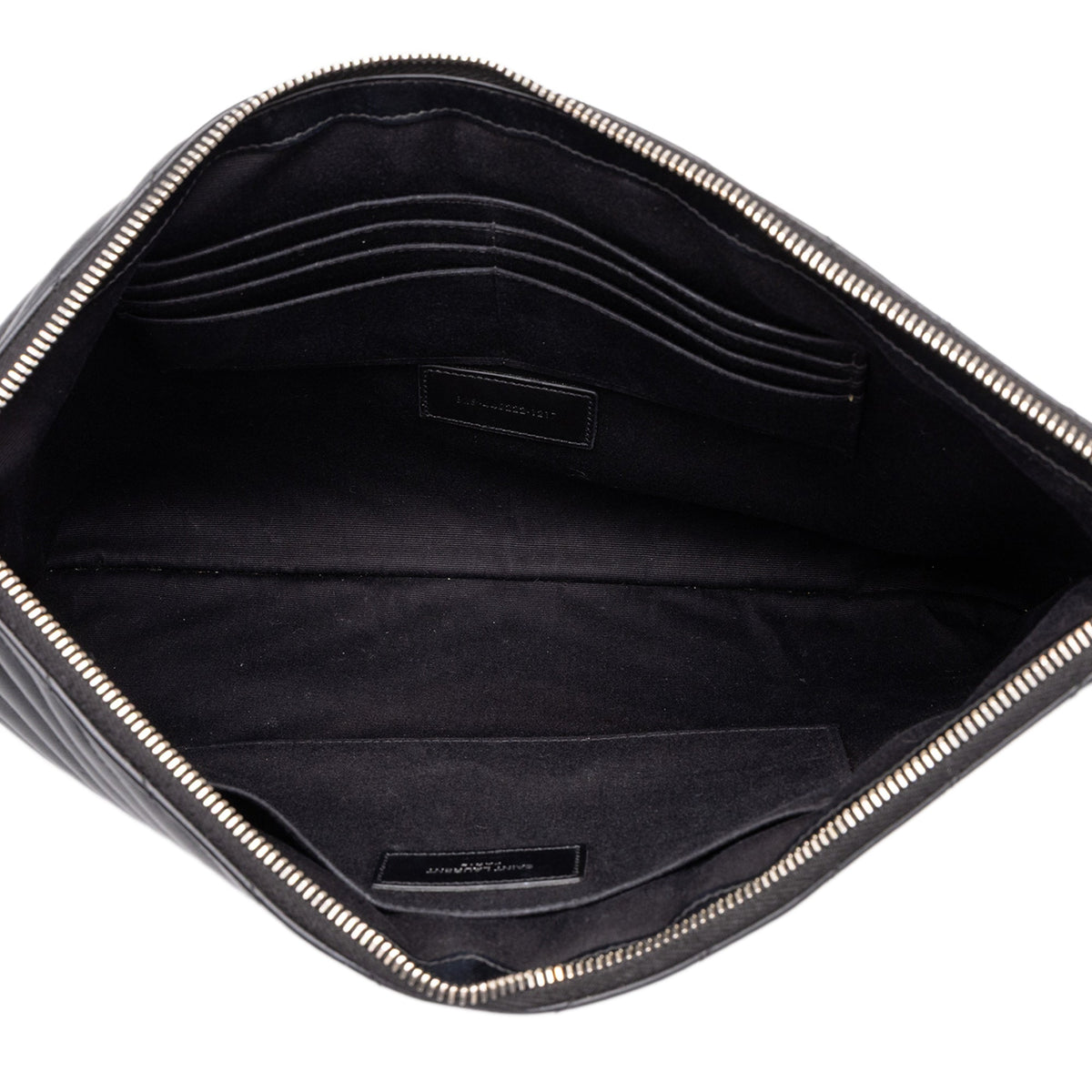 Saint Laurent Chevron Leather Monogram Document Holder — Black